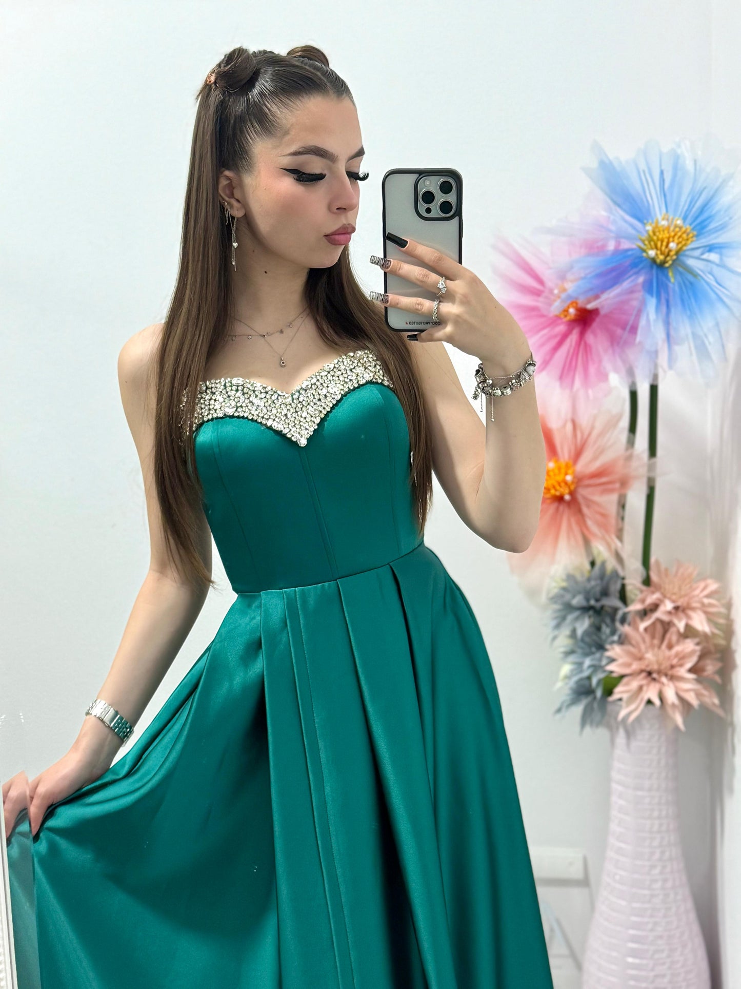 Rochie lunga eleganta, verde Jasmine