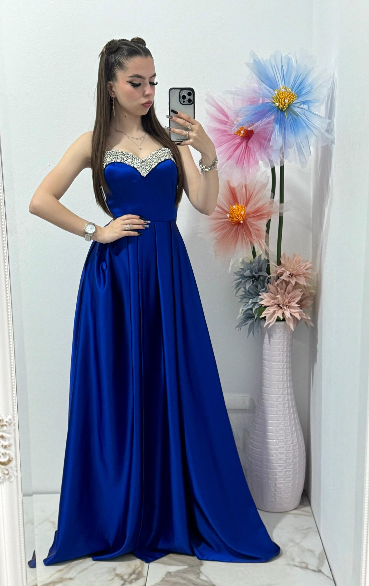 Rochie lunga eleganta, albastru imperial Jasmine