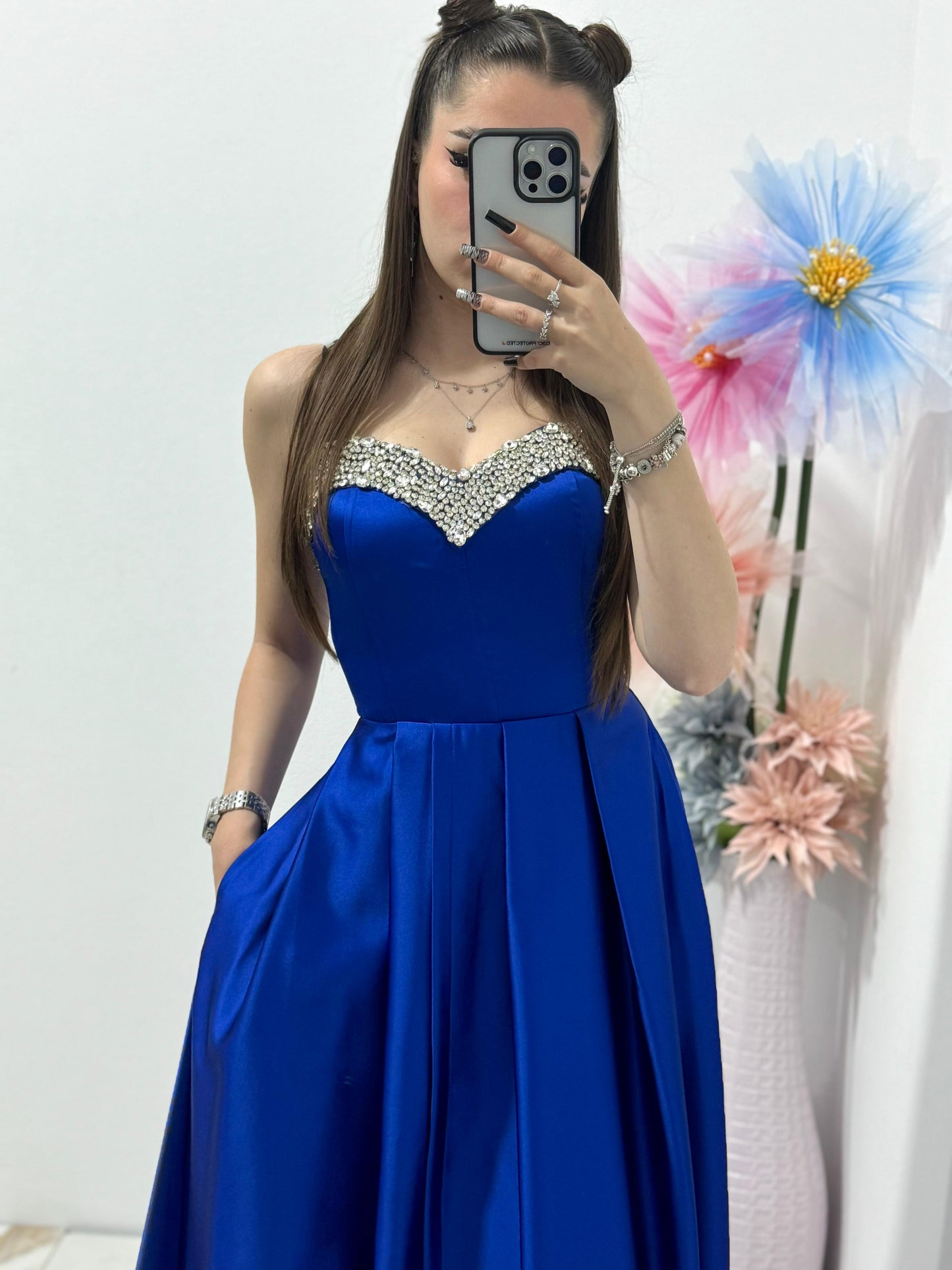 Rochie lunga eleganta, albastru imperial Jasmine