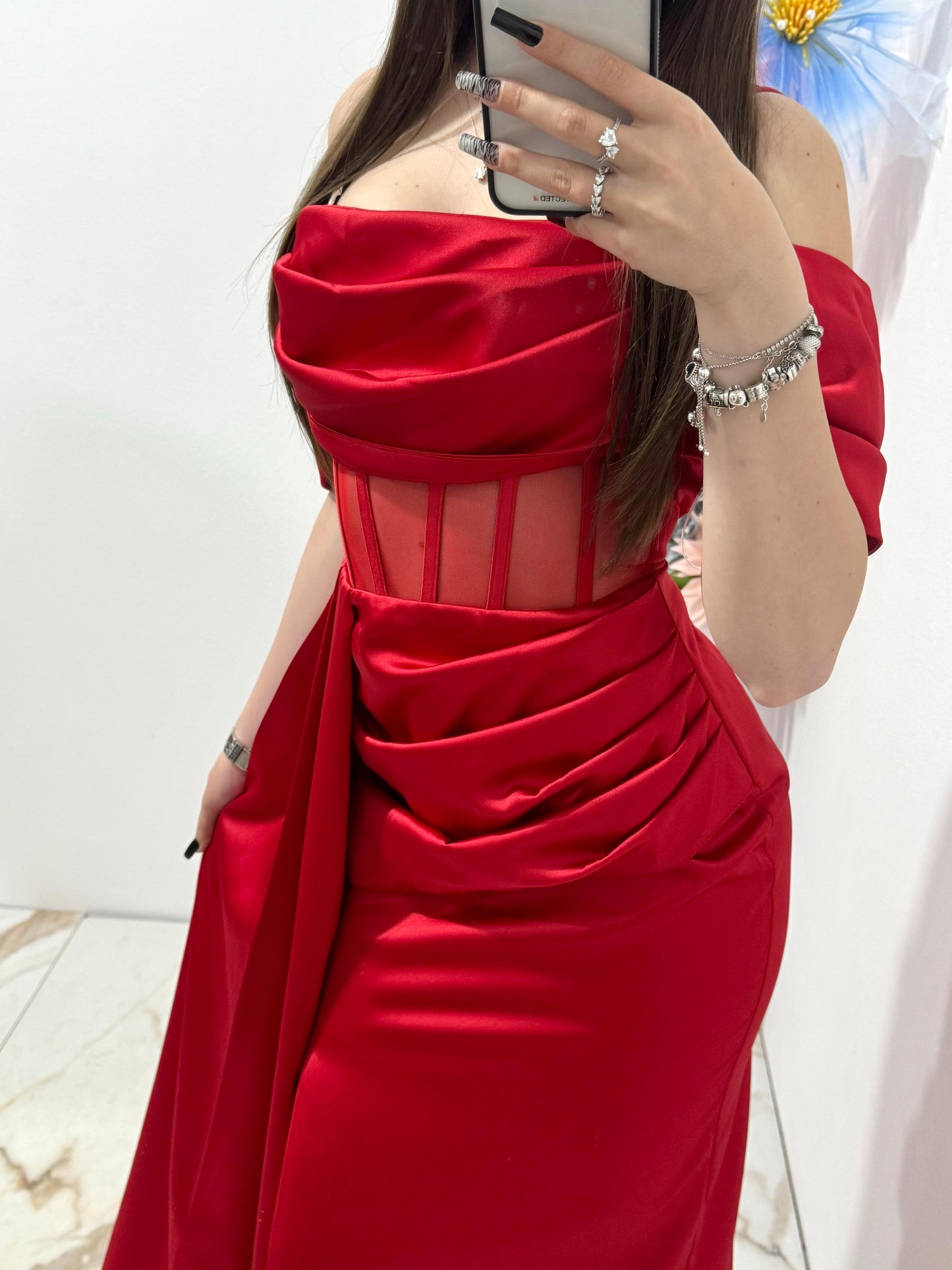 Rochie lunga rosie Adette