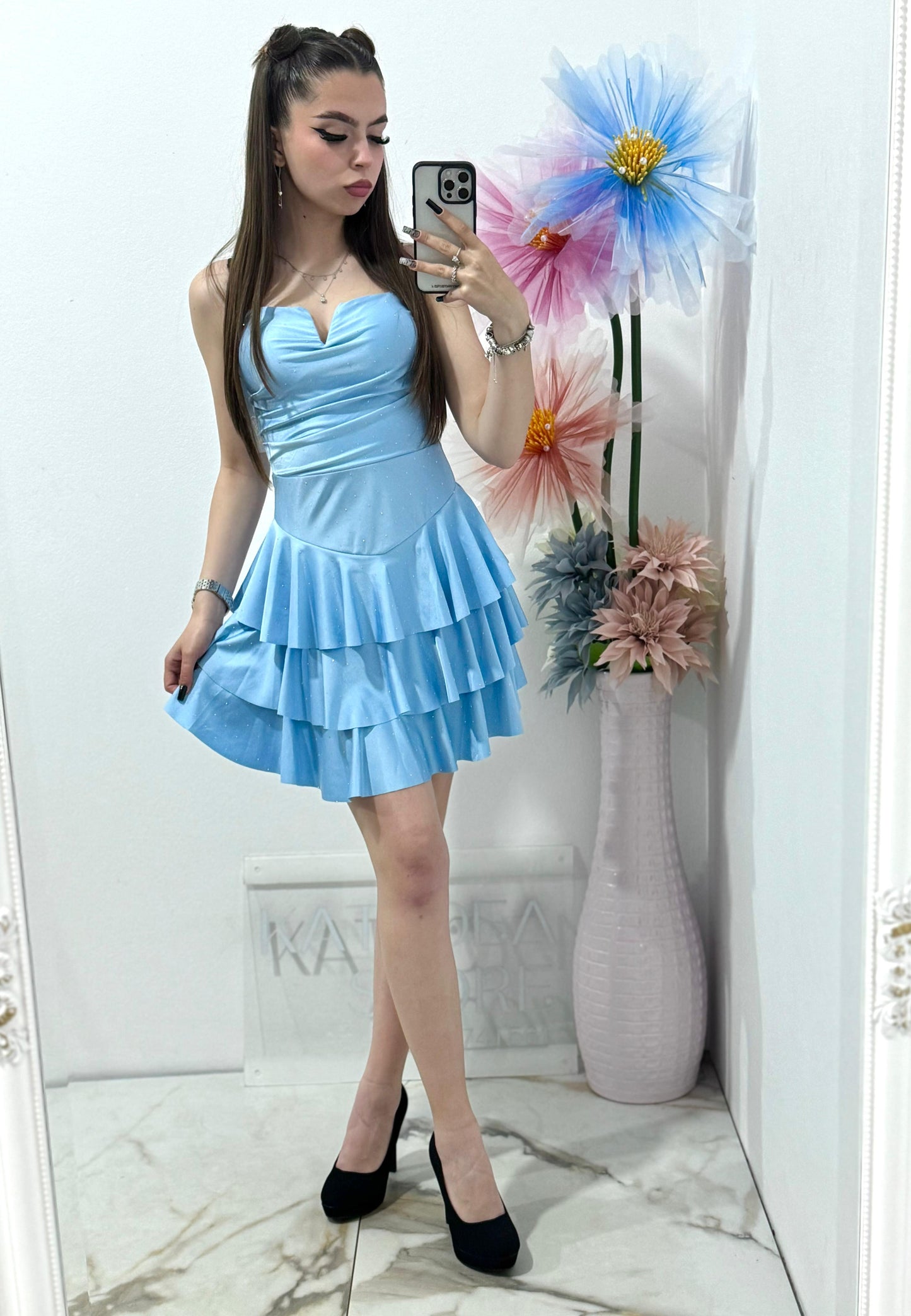 Rochie scurta bleu Sabrina