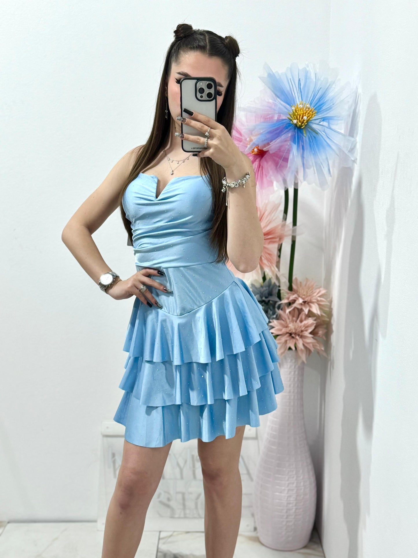 Rochie scurta bleu Sabrina
