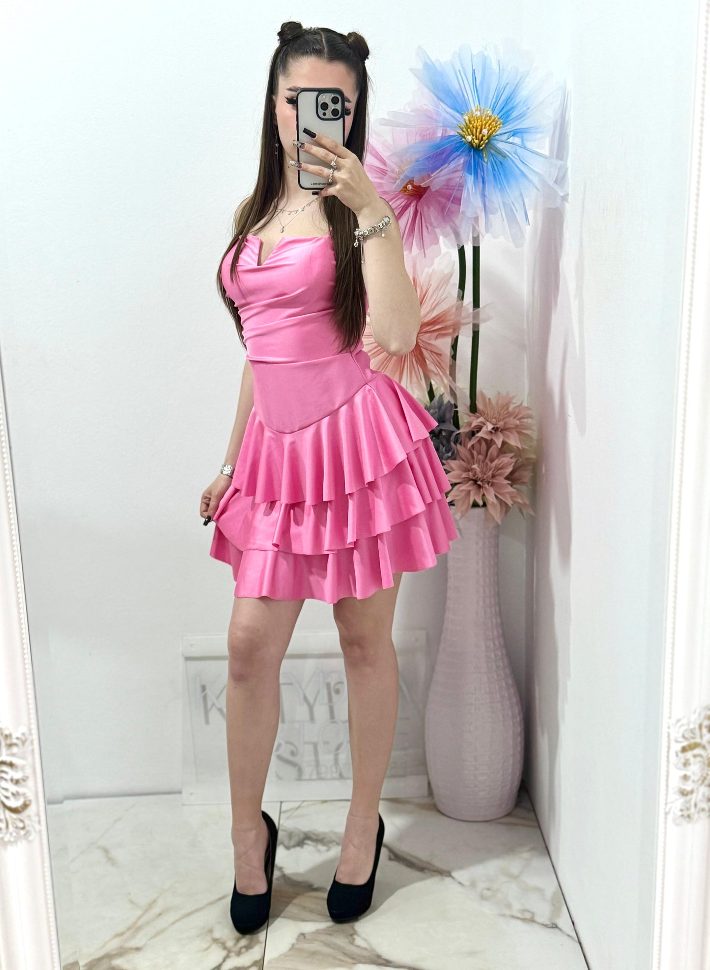 Rochie scurta roz Sabrina