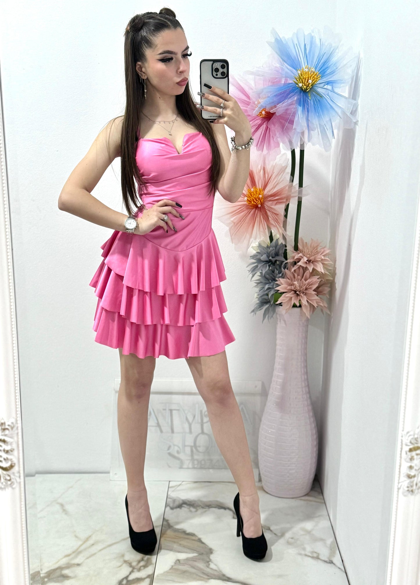 Rochie scurta roz Sabrina