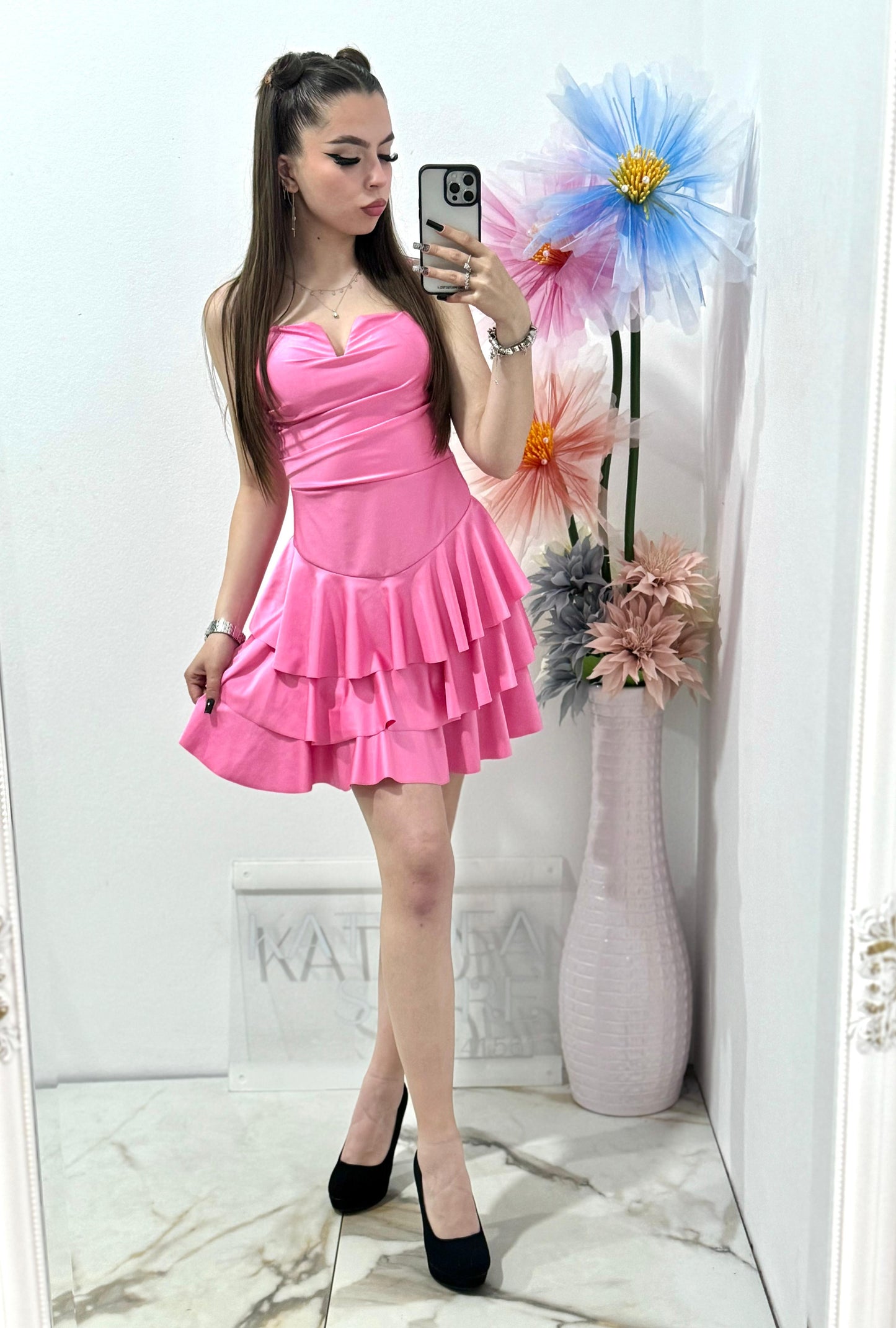 Rochie scurta roz Sabrina
