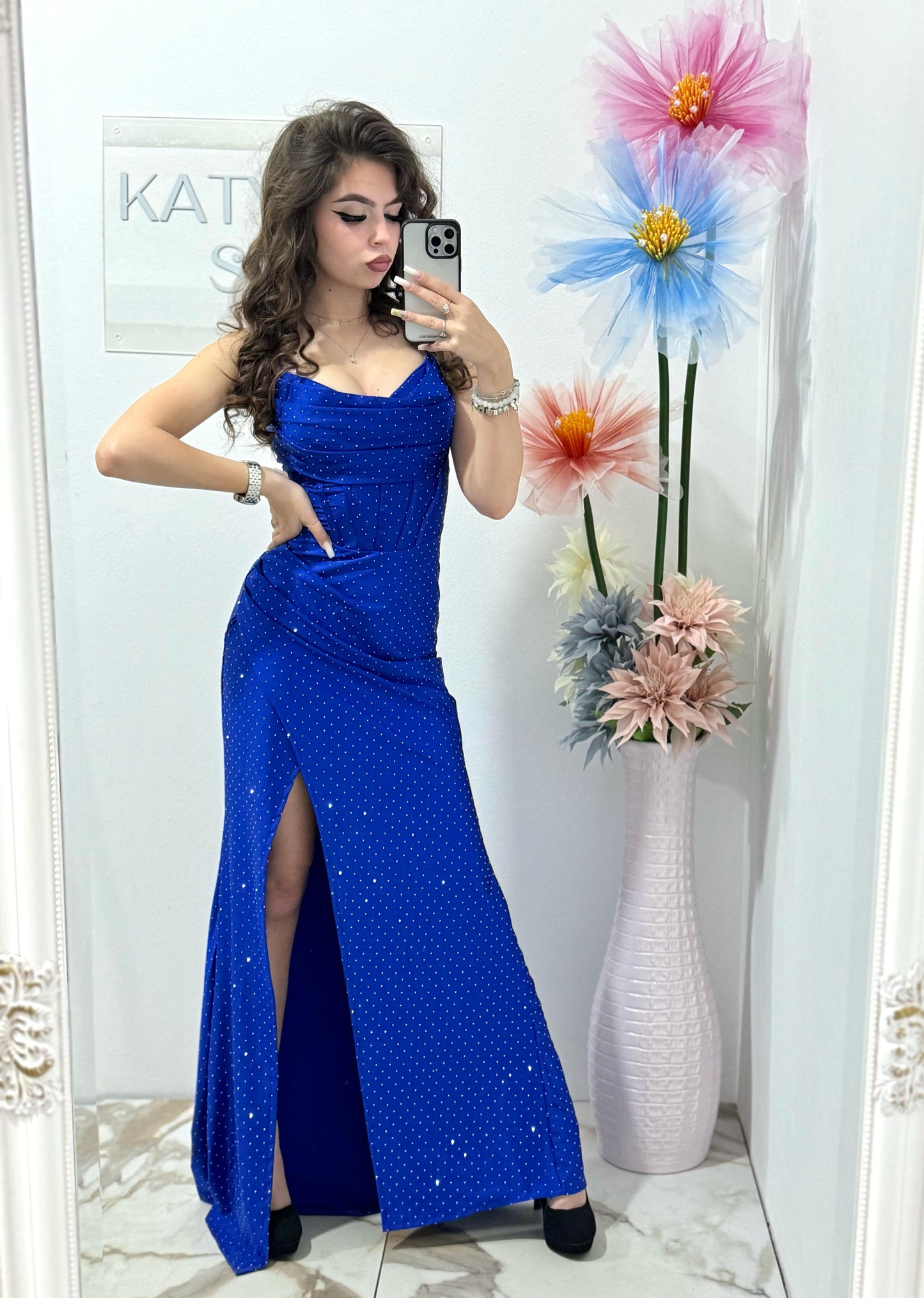 Rochie albastra cu cristale Laura