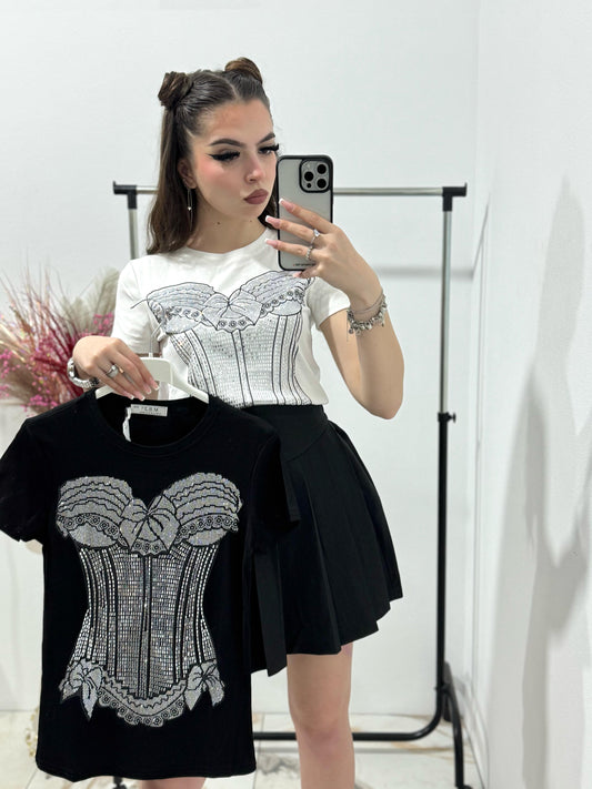 Tricou corset cu cristale stanțate Afrodita
