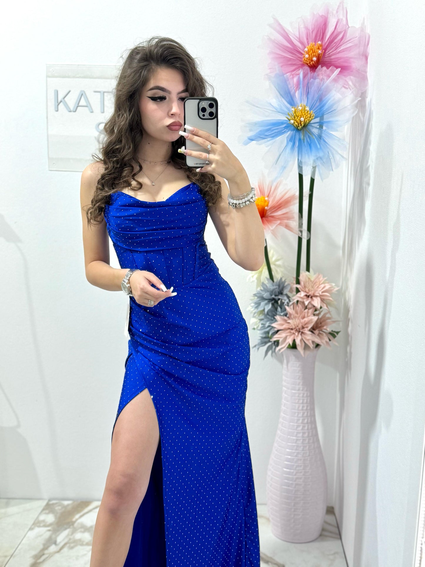 Rochie albastra cu cristale Laura