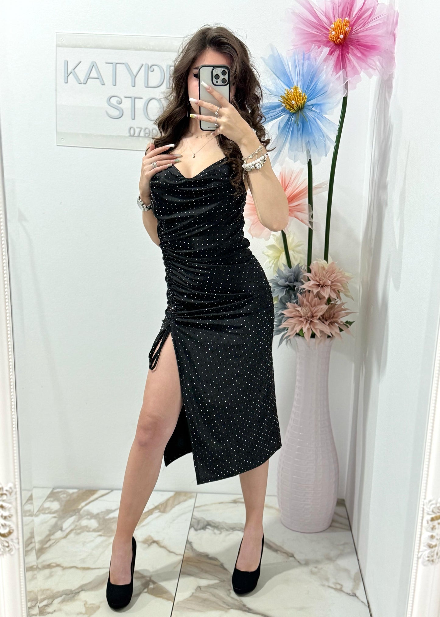 Rochie neagra midi Antoanetta
