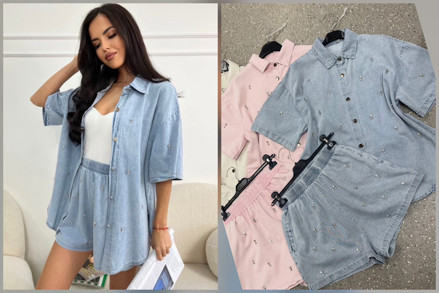 Compleu din denim albastru Claudia