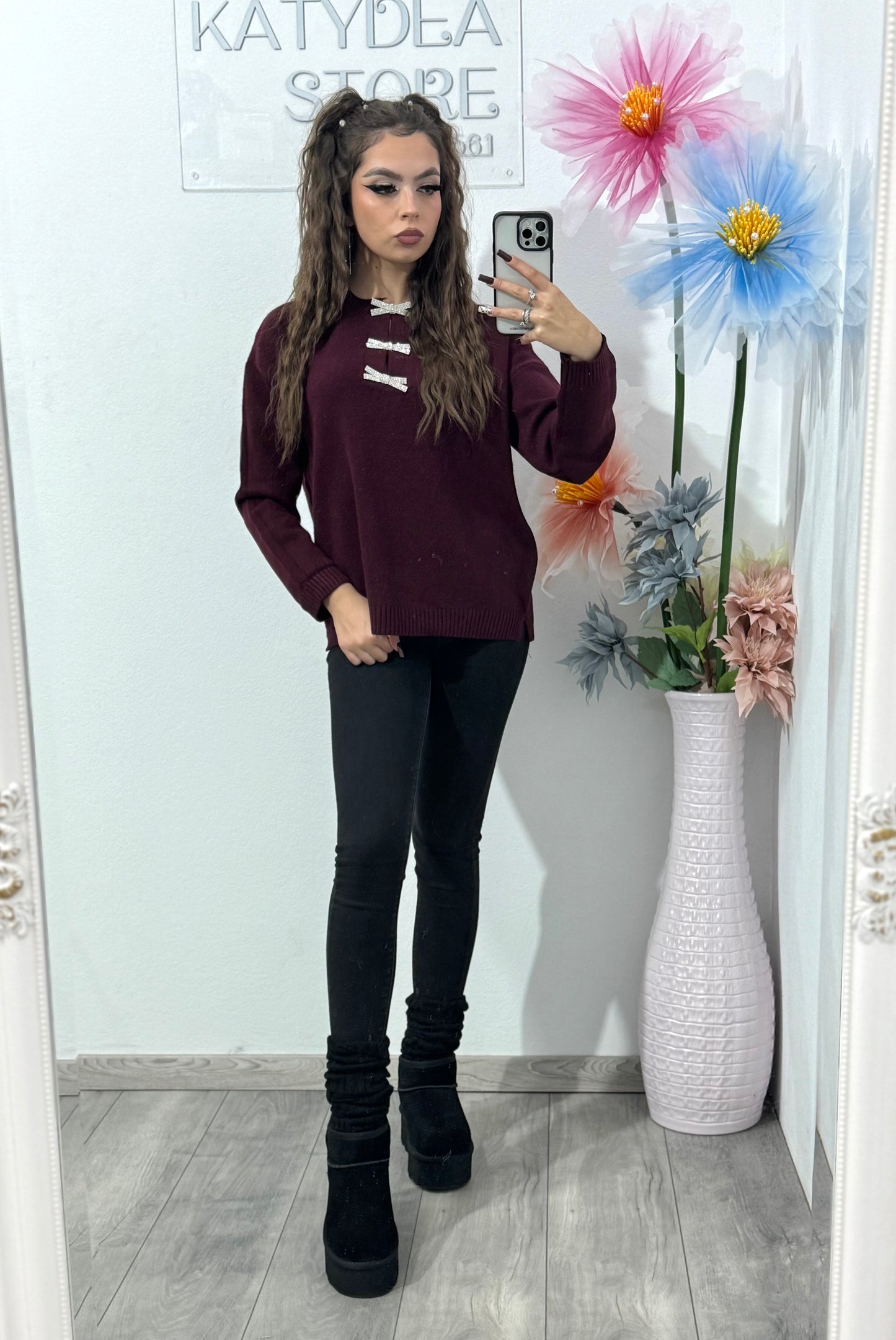 Bluză din tricot cu fundițe Anna