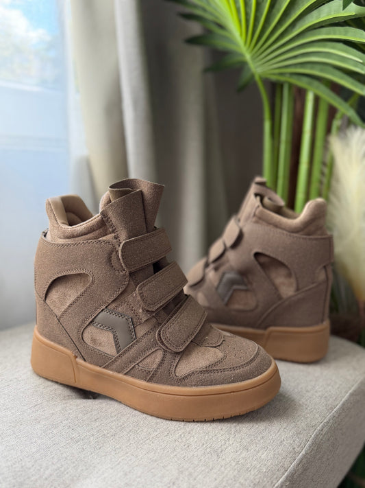 Sneakers taupe înalți ISABEL