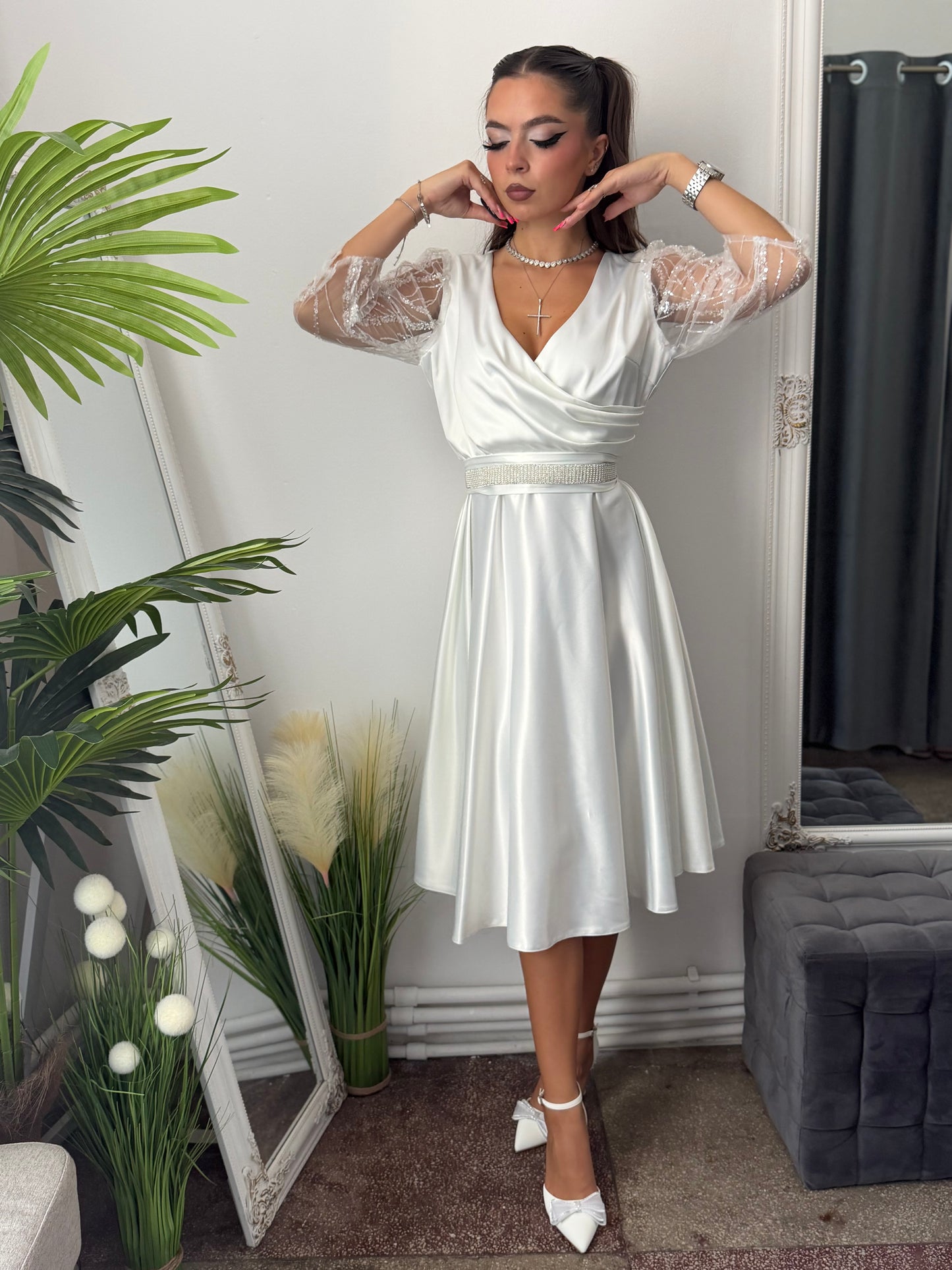 Rochie elegantă alba ADRIA