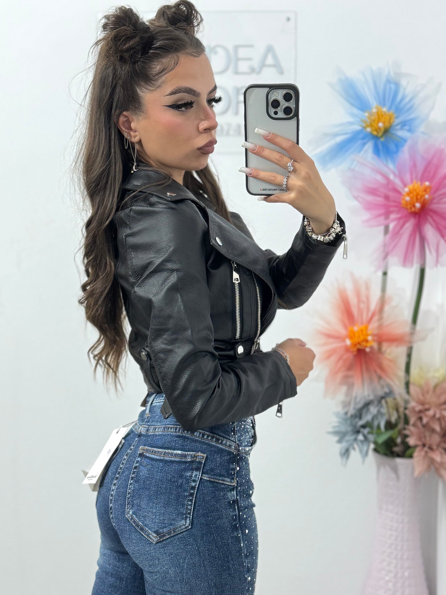 Blugi skinny cu cristale Miss Bonbon albaștri