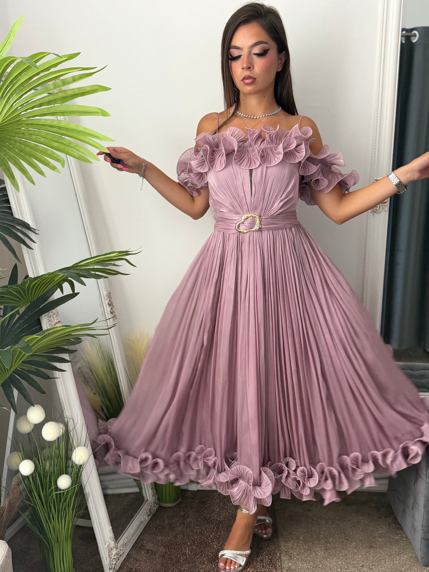 Rochie eleganta lila prafuit Paulinne
