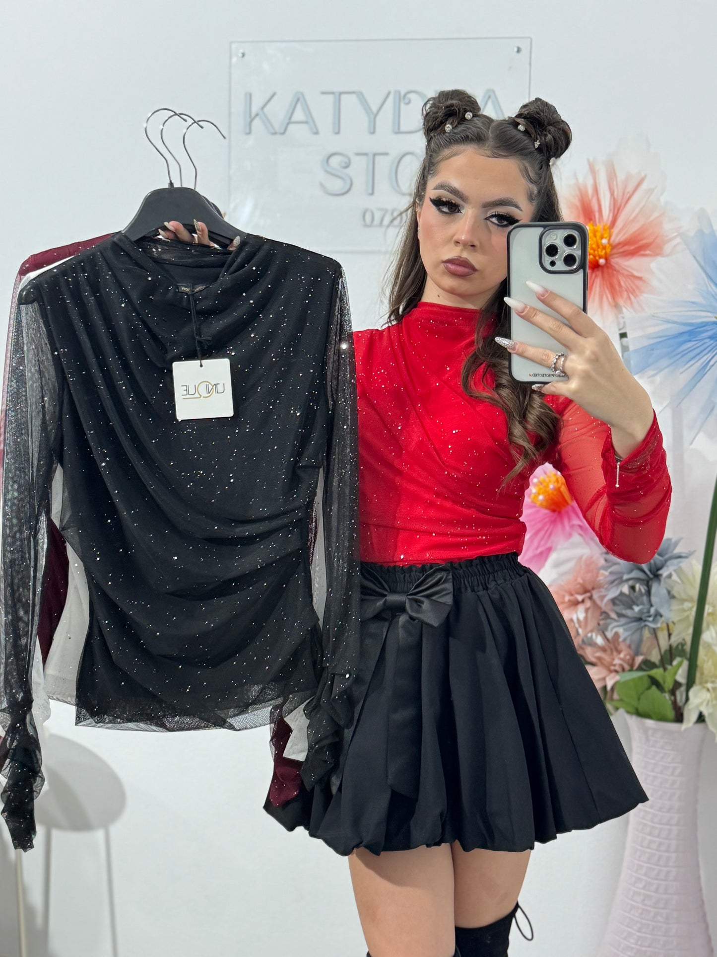 Bluză din meșa cu detalii argintii ANELIS