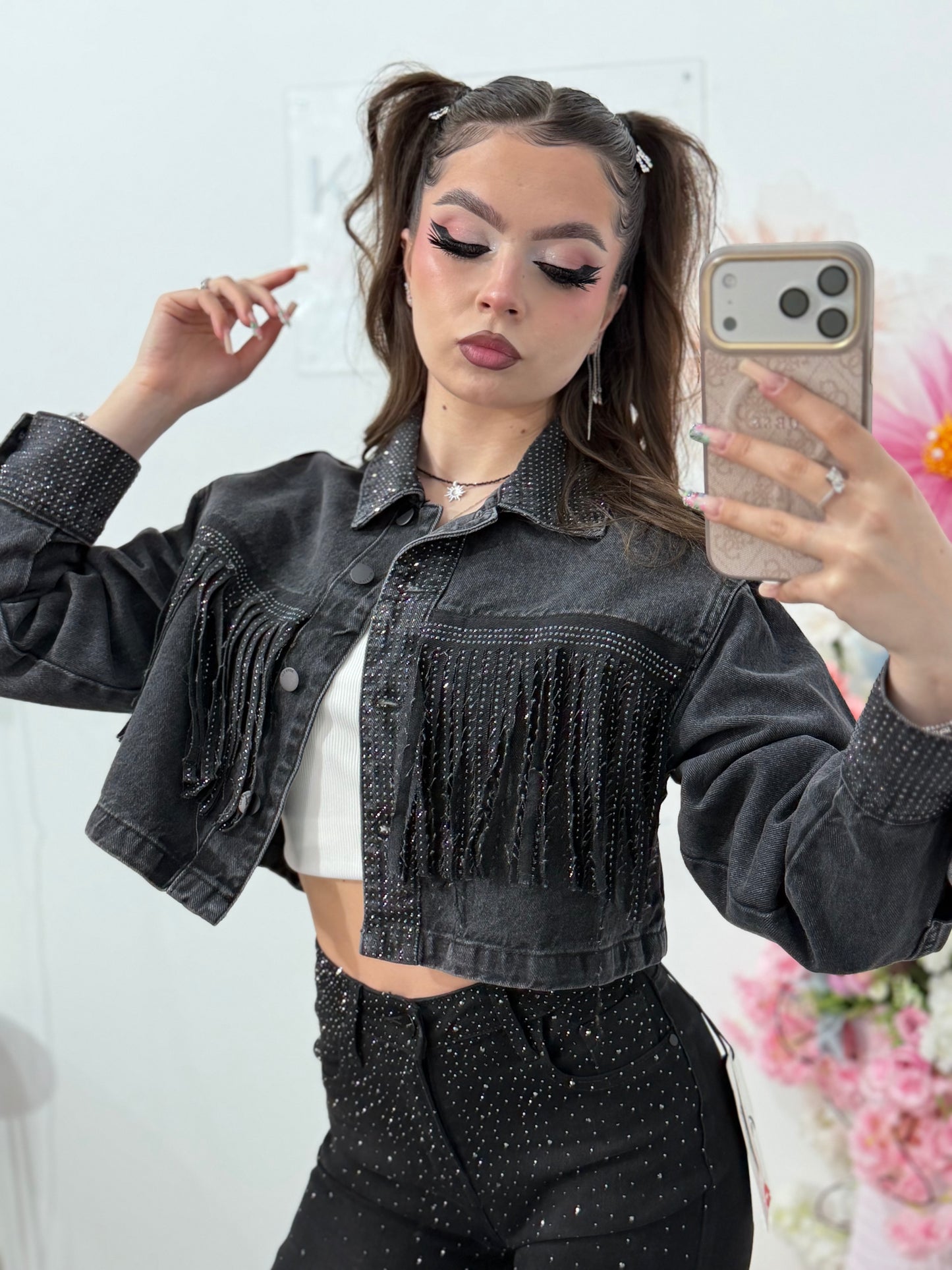 Geacă denim cu cristale ANDREE