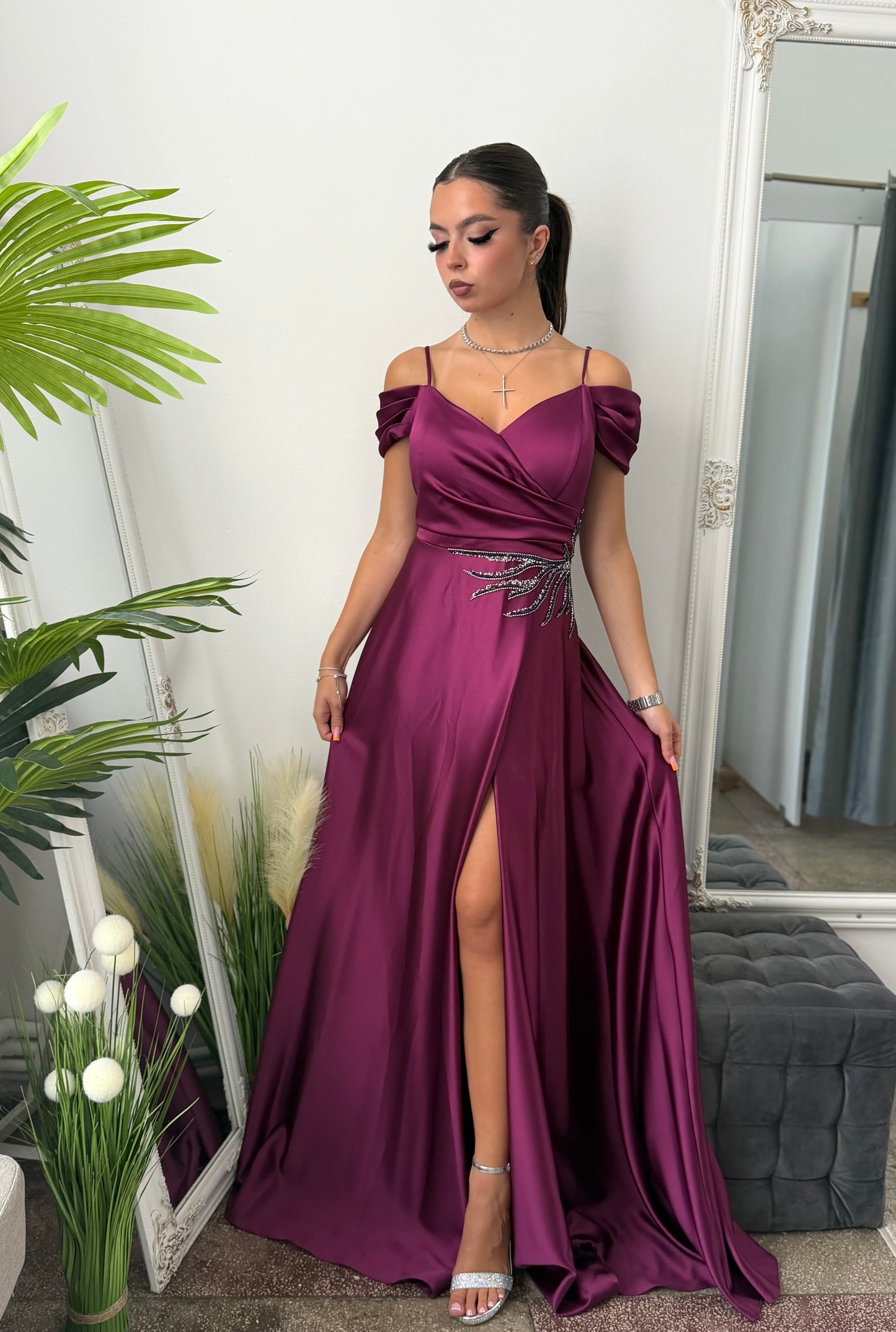 Rochie elegantă prună KARINNA