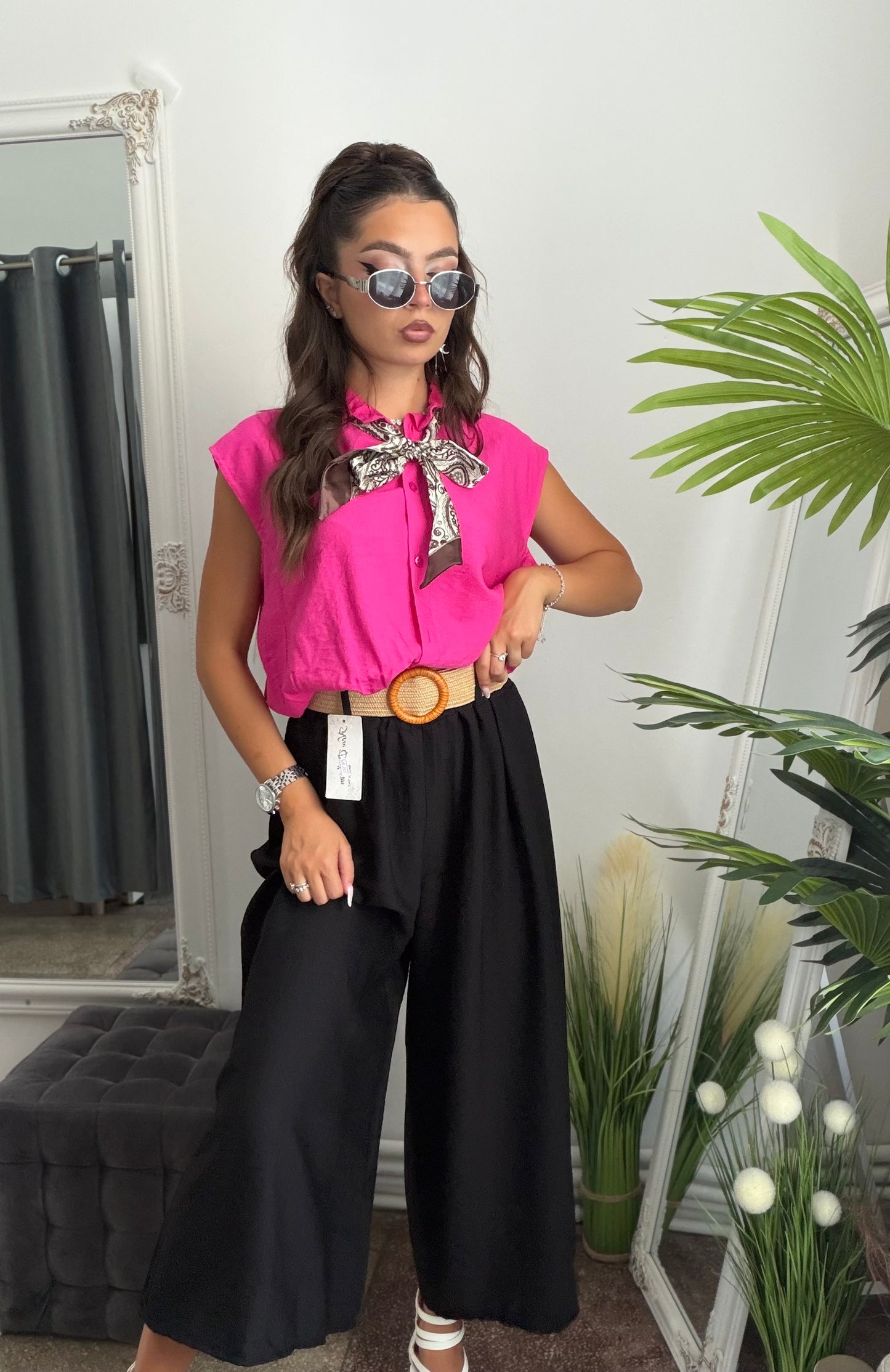 Pantaloni de vară 3/4 negri JULIA