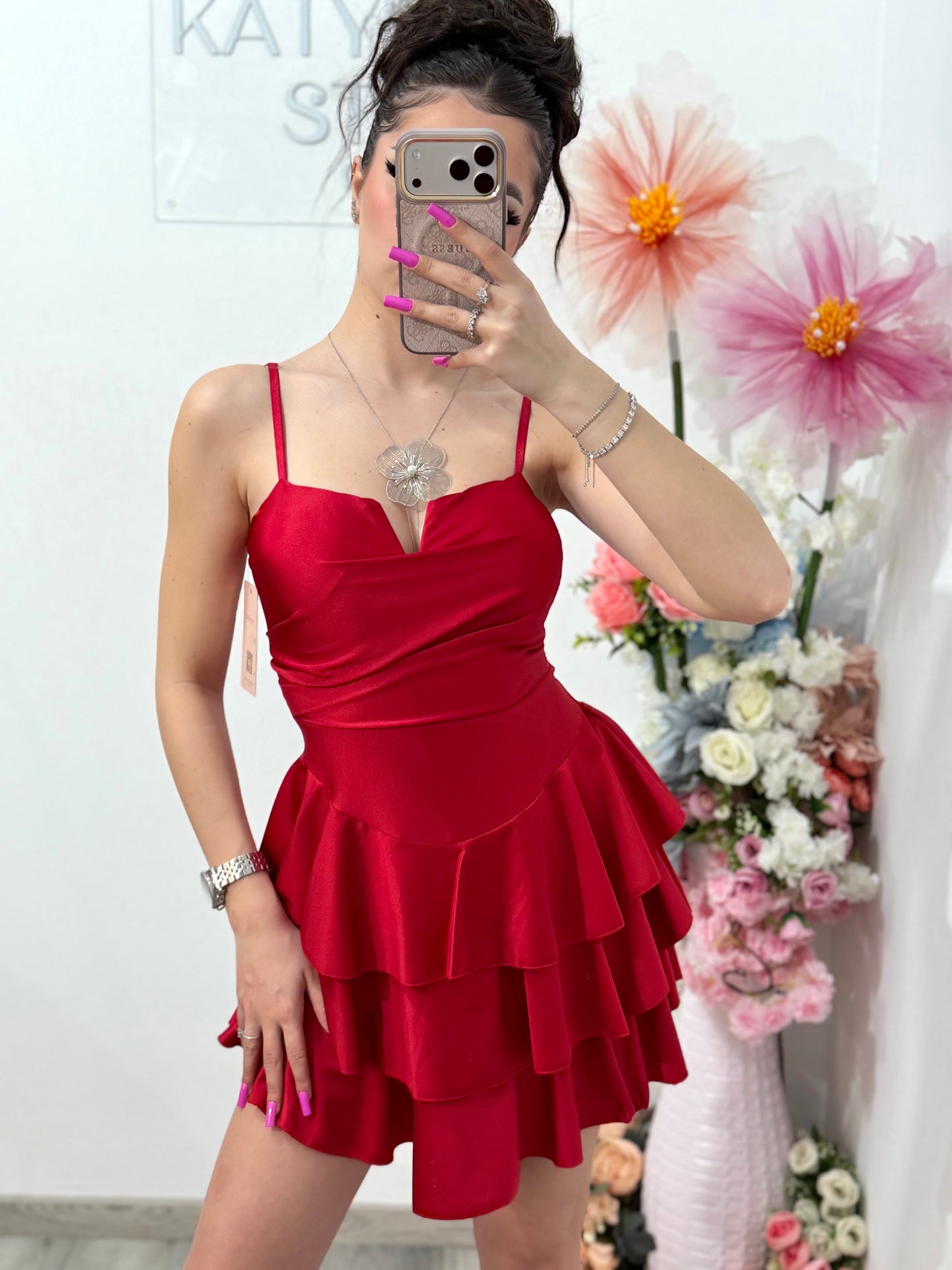 Rochie scurta rosie Sabrina