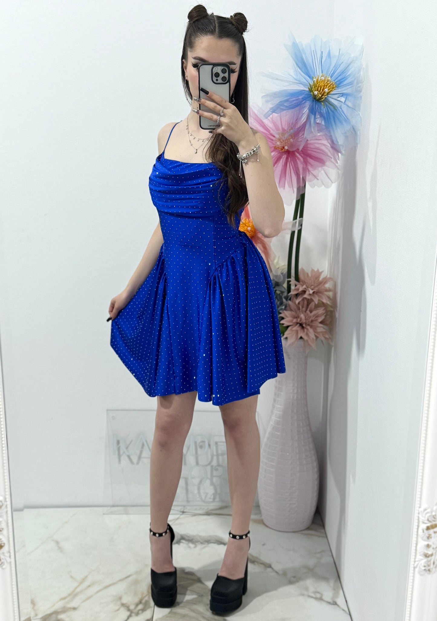 Rochie elegantă cu cristale albastru electric Ginny