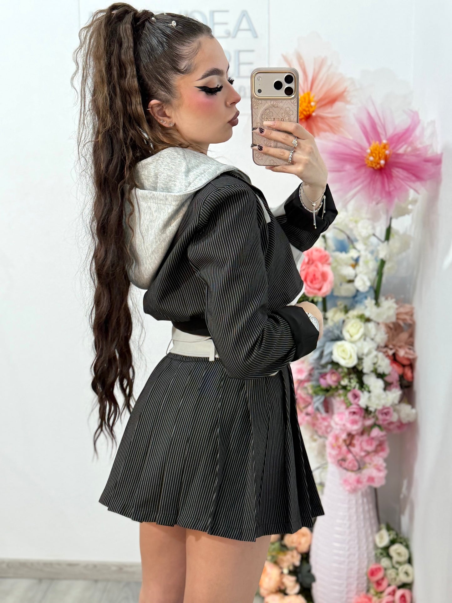 Compleu cu fustă plisată și jachetă ELSA