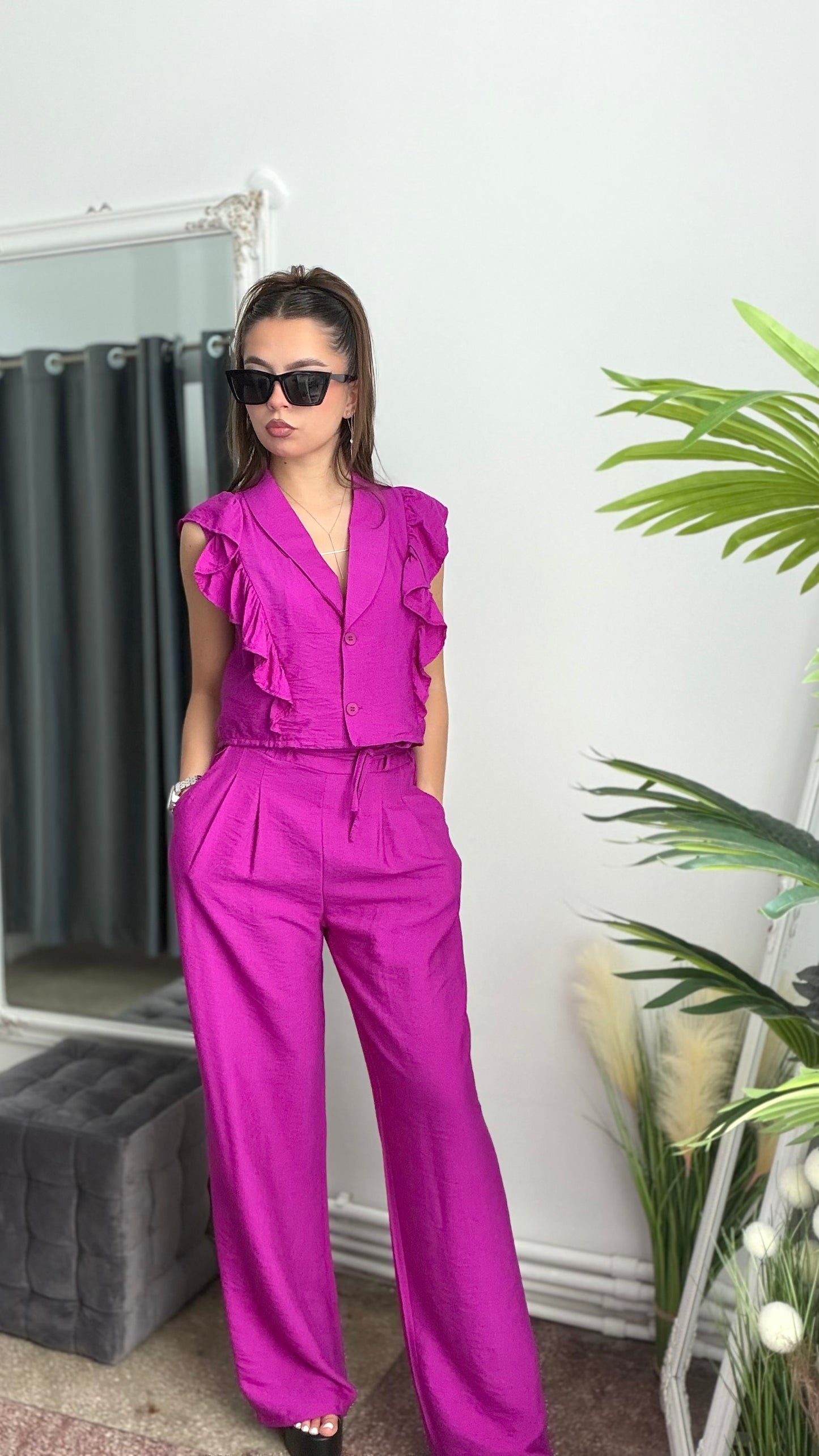 Compleu din in fucsia BELLE