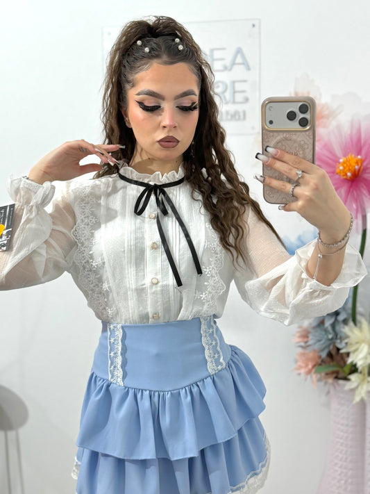 Cămașă din dantelă cu fundiță MARA