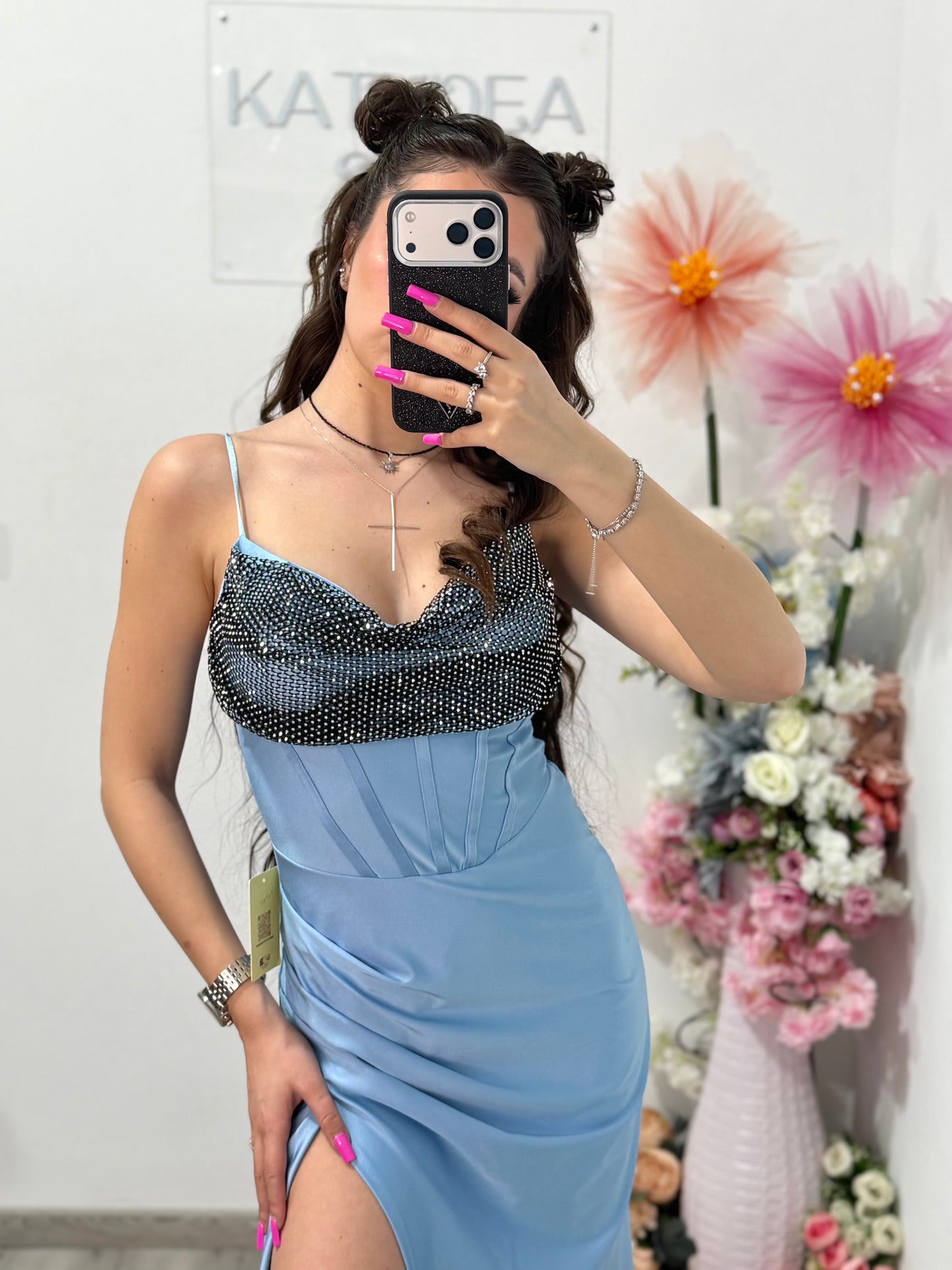 Rochie elegantă cu cristale babyblue Katherine