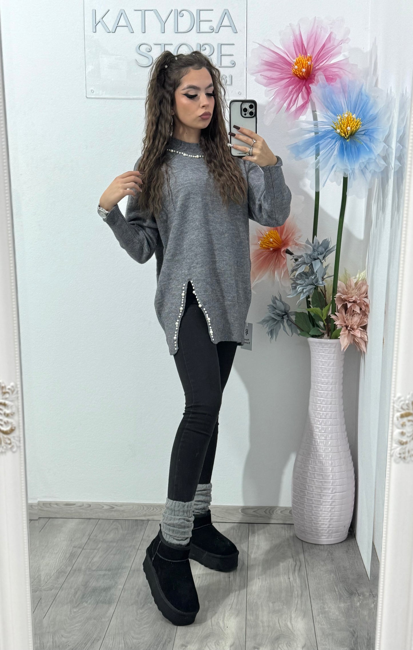 Pulover cu perle Dianna