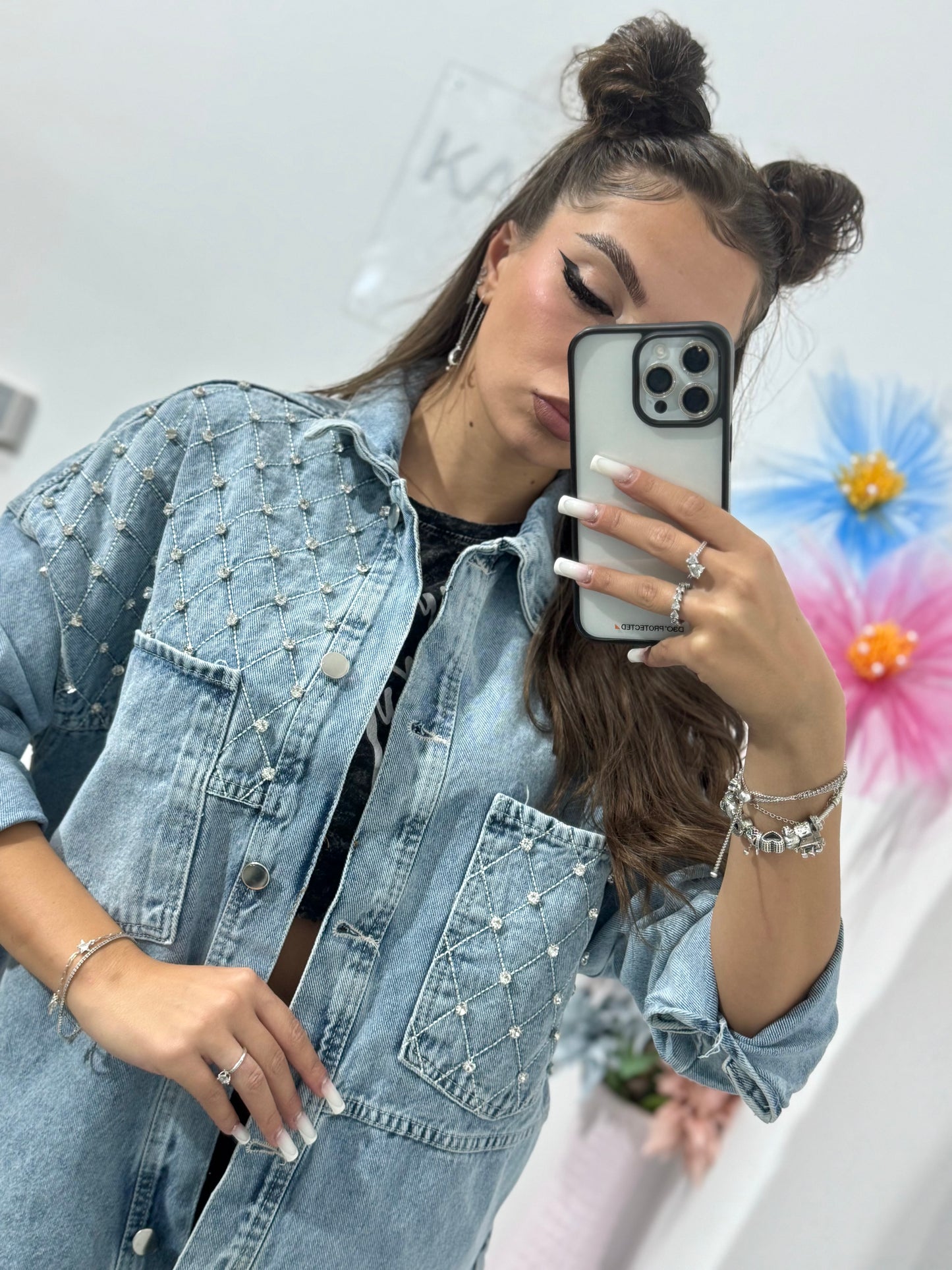 Geacă din denim cu cristale Dennise