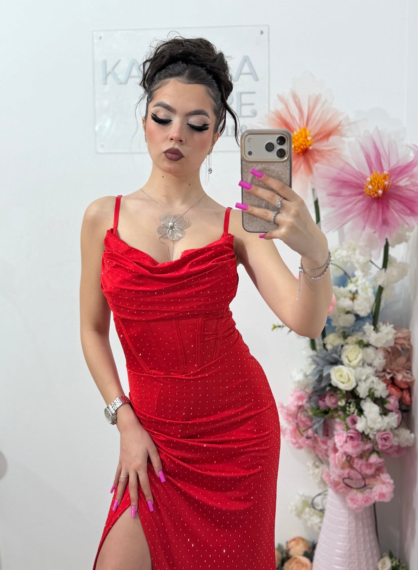 Rochie lunga rosie Laura