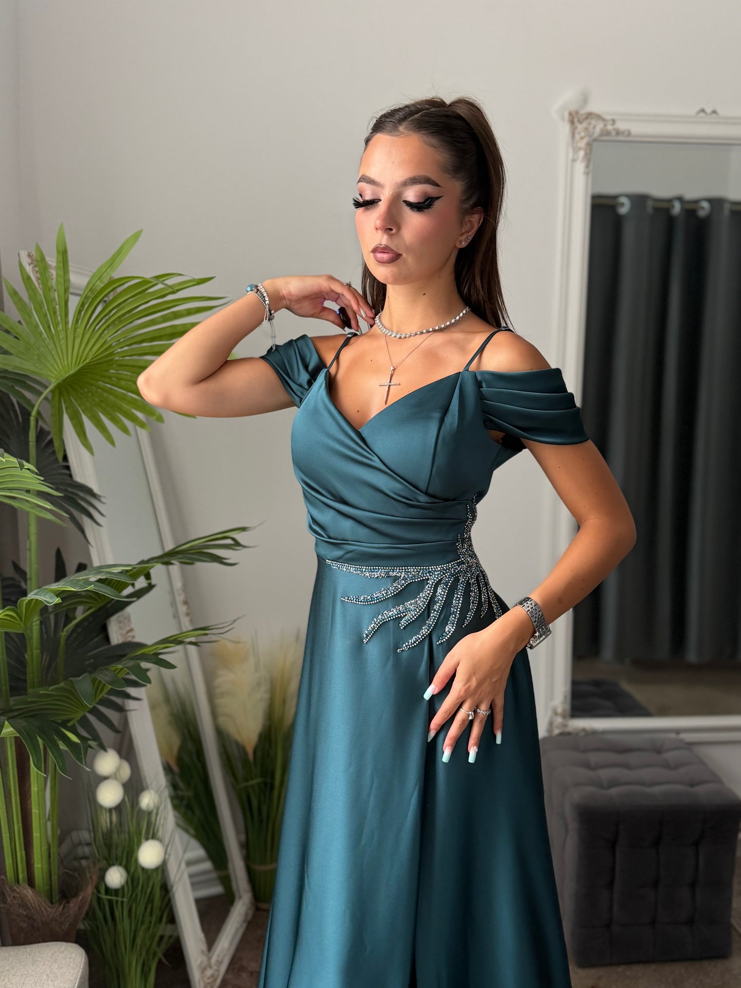 Rochie elegantă turcoaz KARINNA