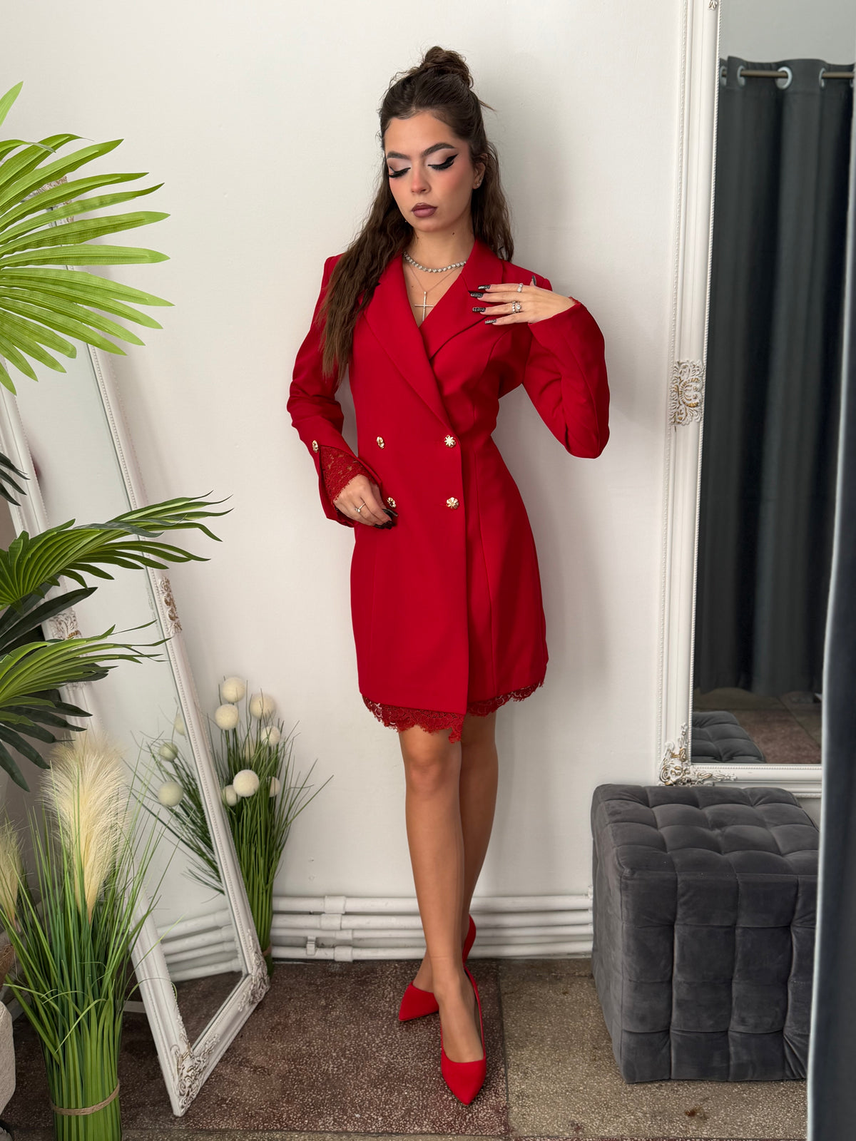Rochie tip sacou roșie ALICE