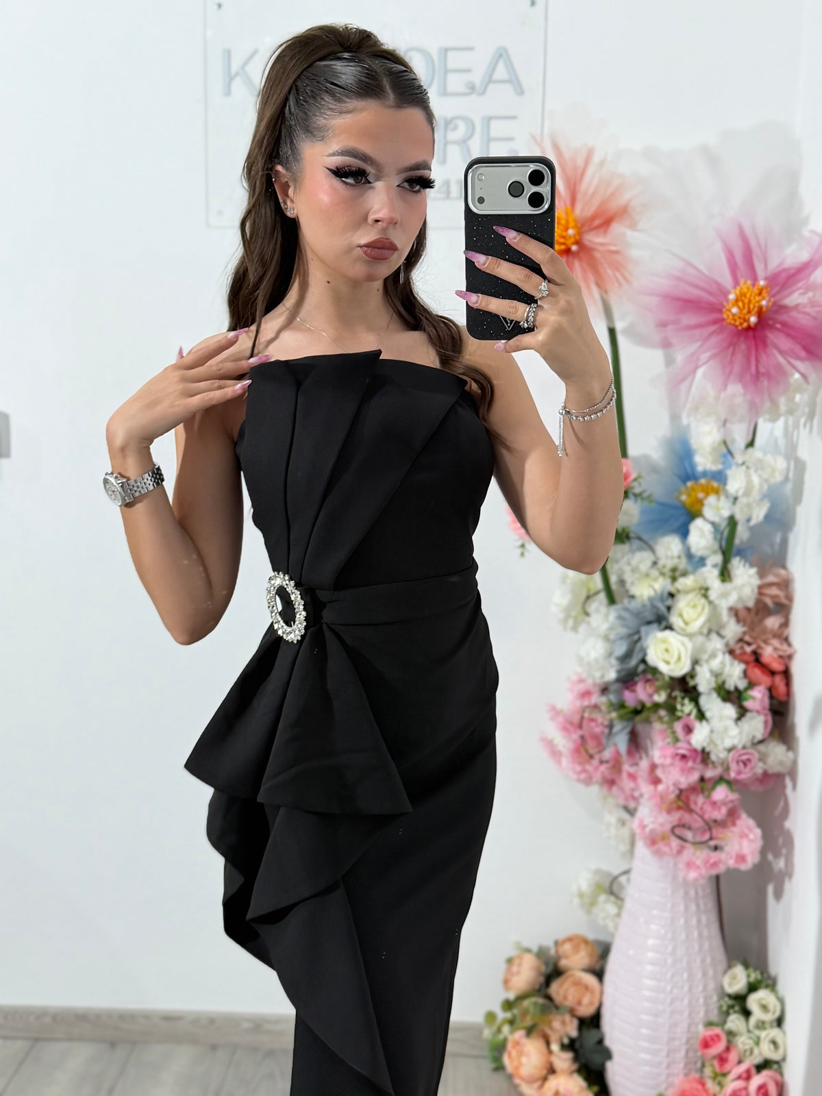 Rochie midi neagra Sabrina