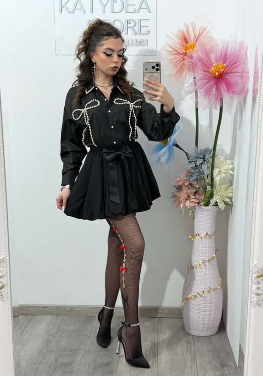 Cămașă neagră cu perle ELLA