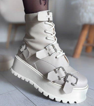 Bocanci beige cu catarame RALUKA