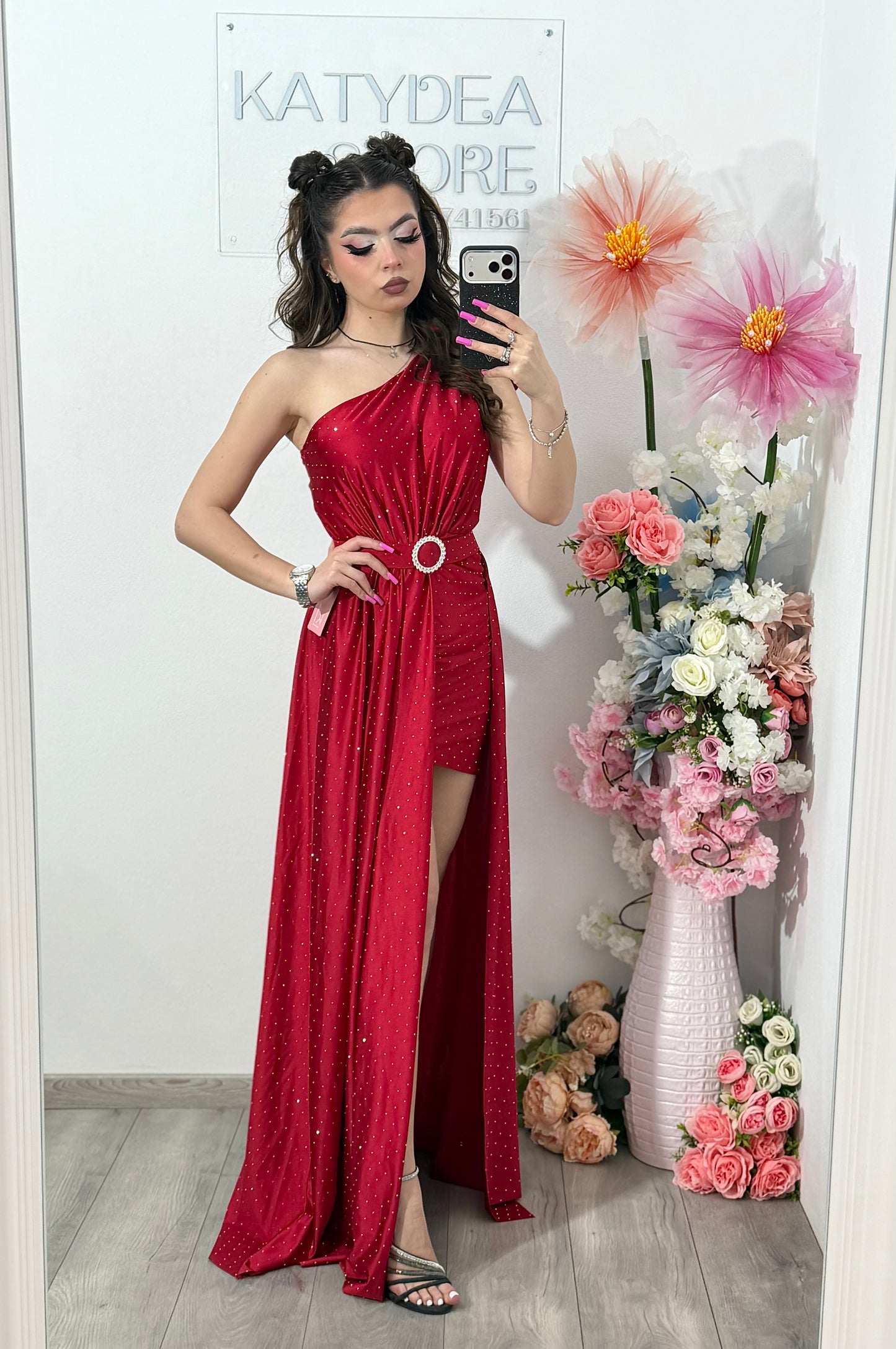 Rochie elegantă cu cristale rosie Cleopatra