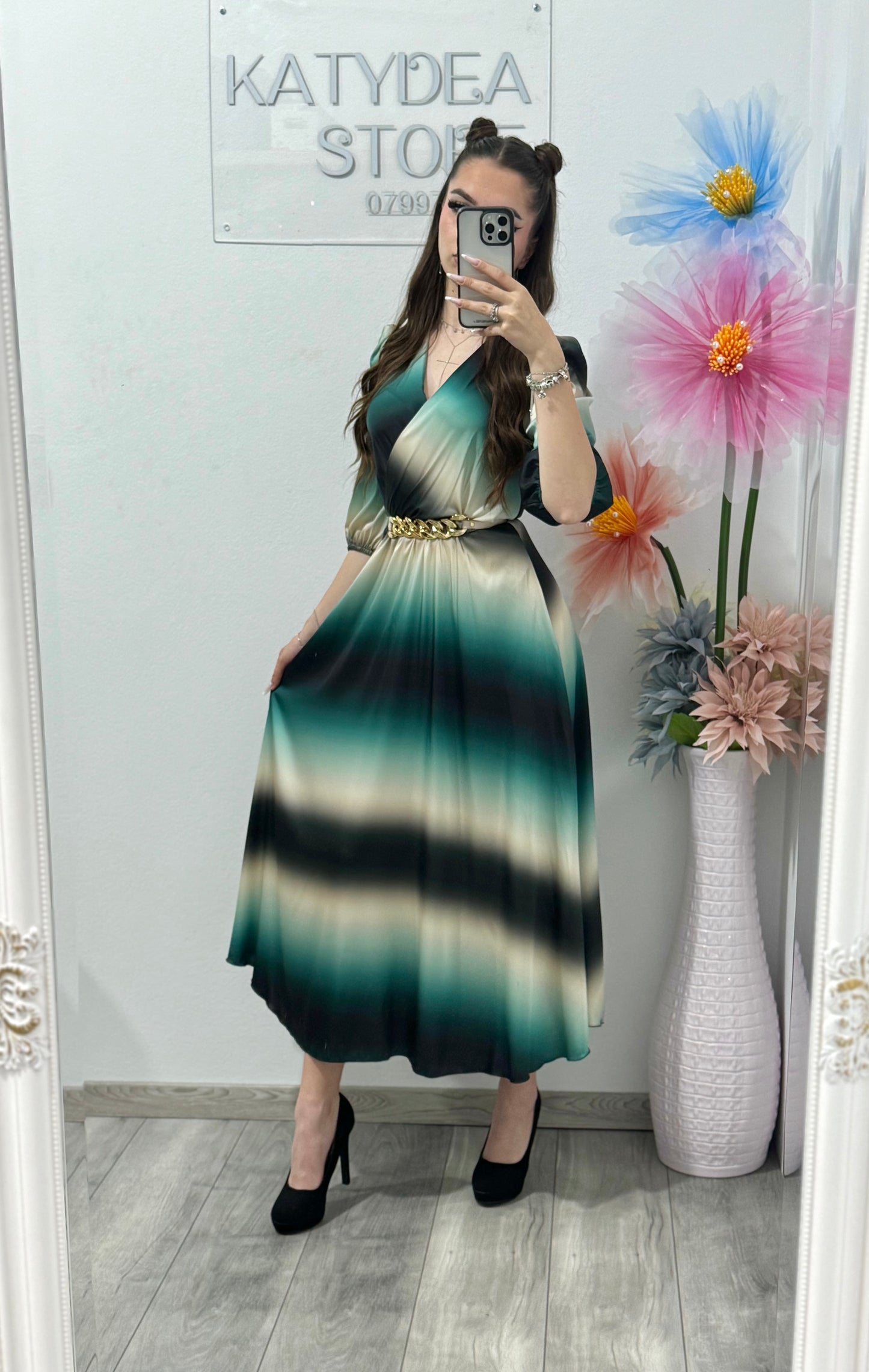 Rochie midi din satin Corina