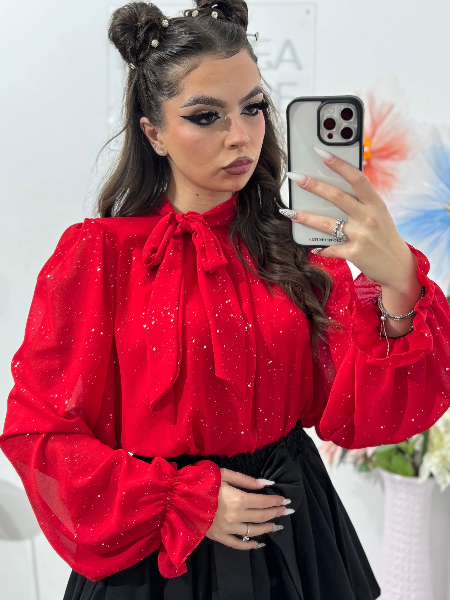 Bluză elegantă cu inserții argintii ROSE