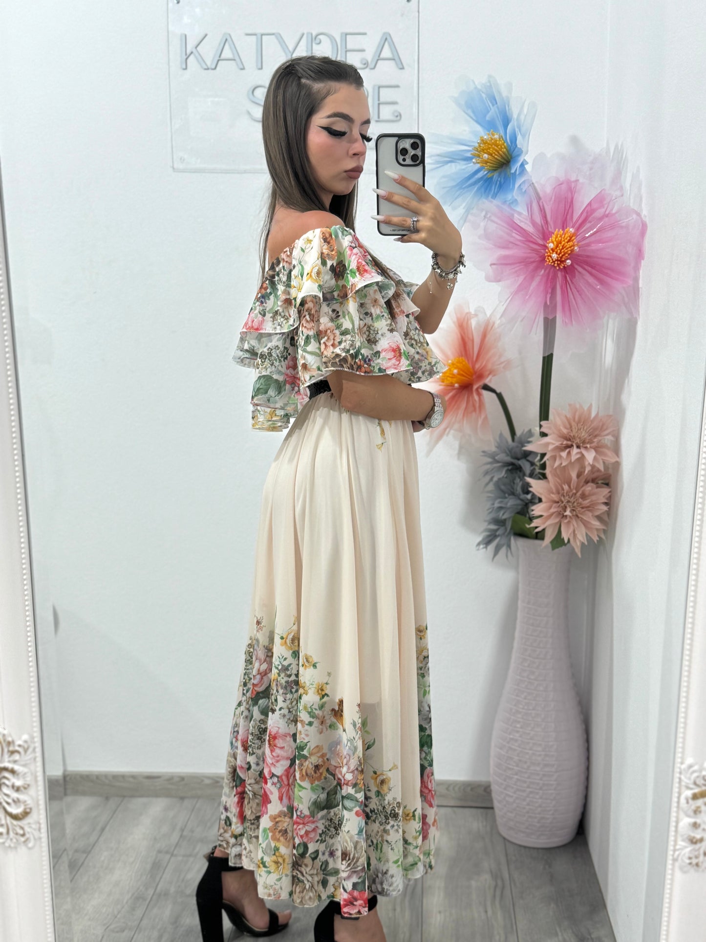 Rochie cu imprimeu beige Delilah