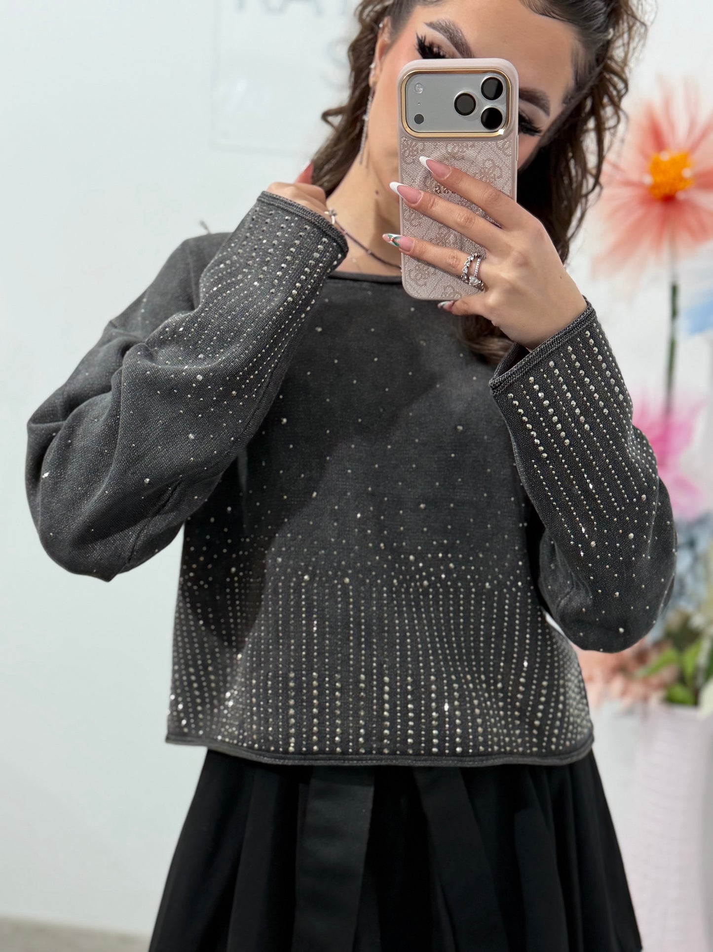 Bluză cu cristale ștanțate MARTA