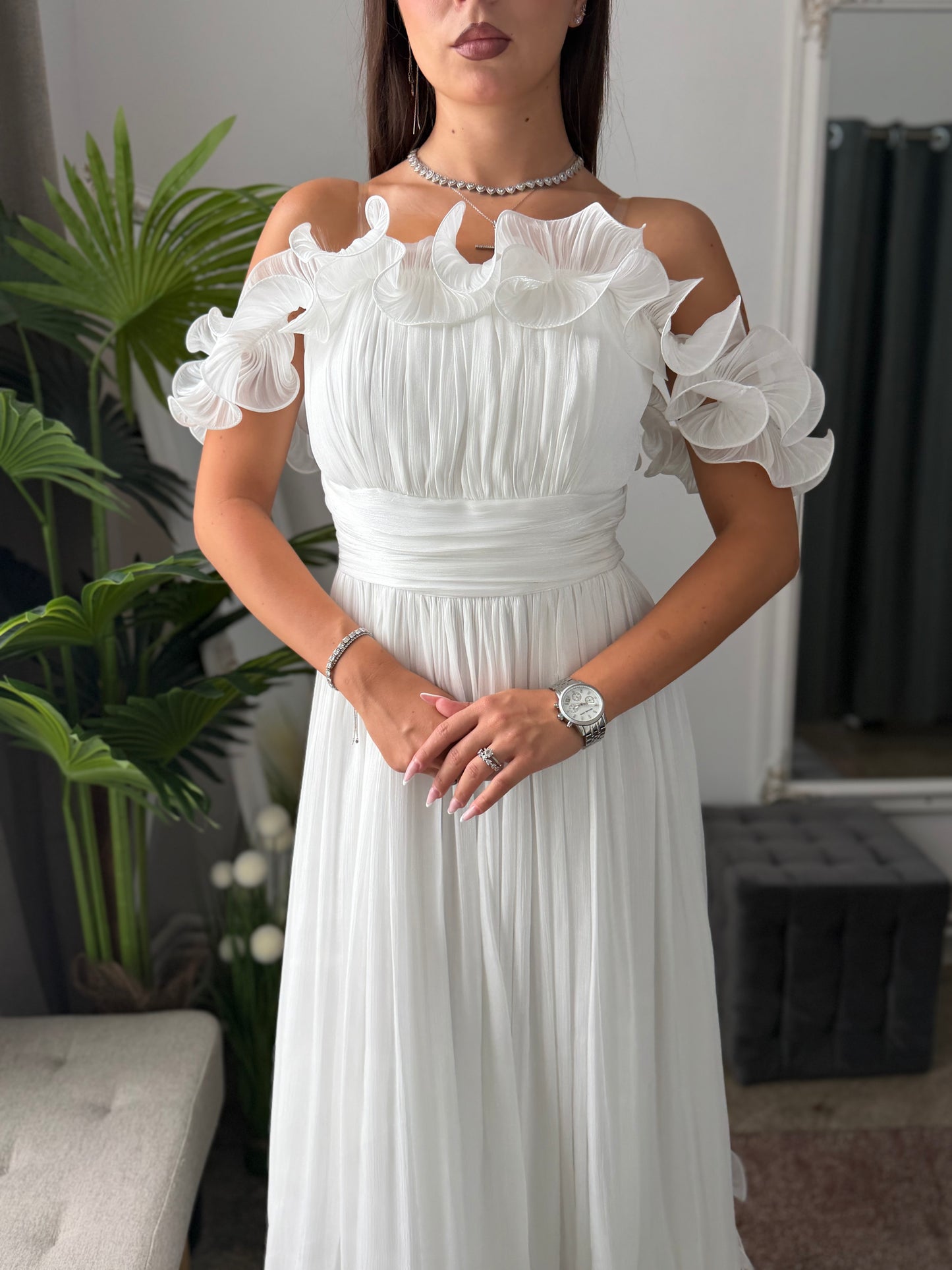 Rochie eleganta alba Paulinne