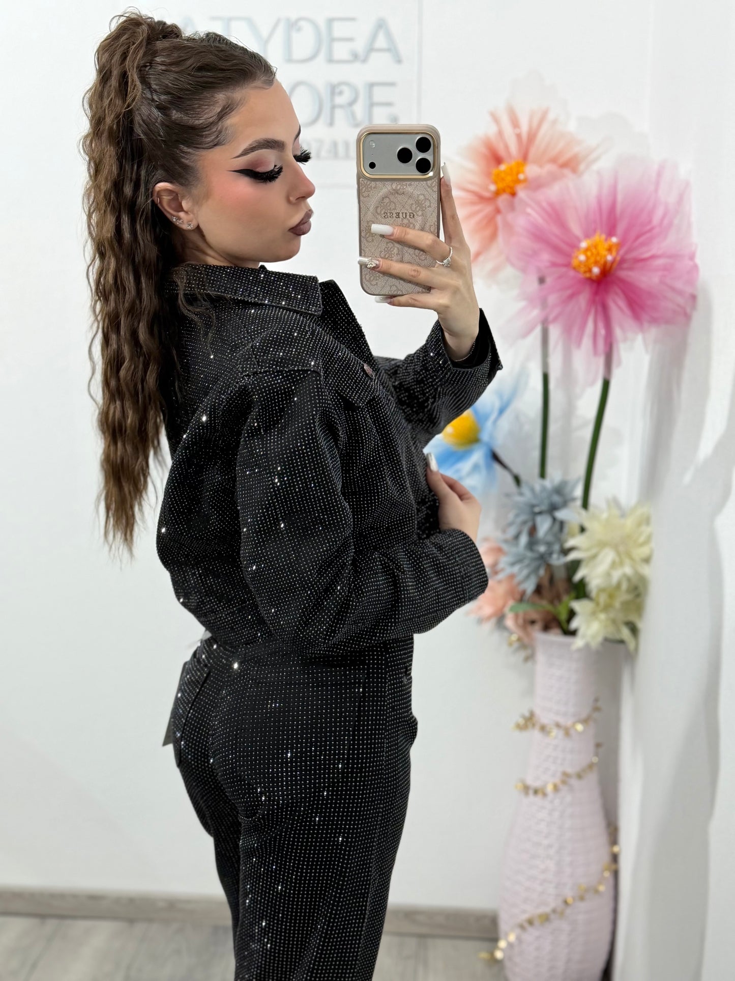 Geacă denim full cristale Xonia