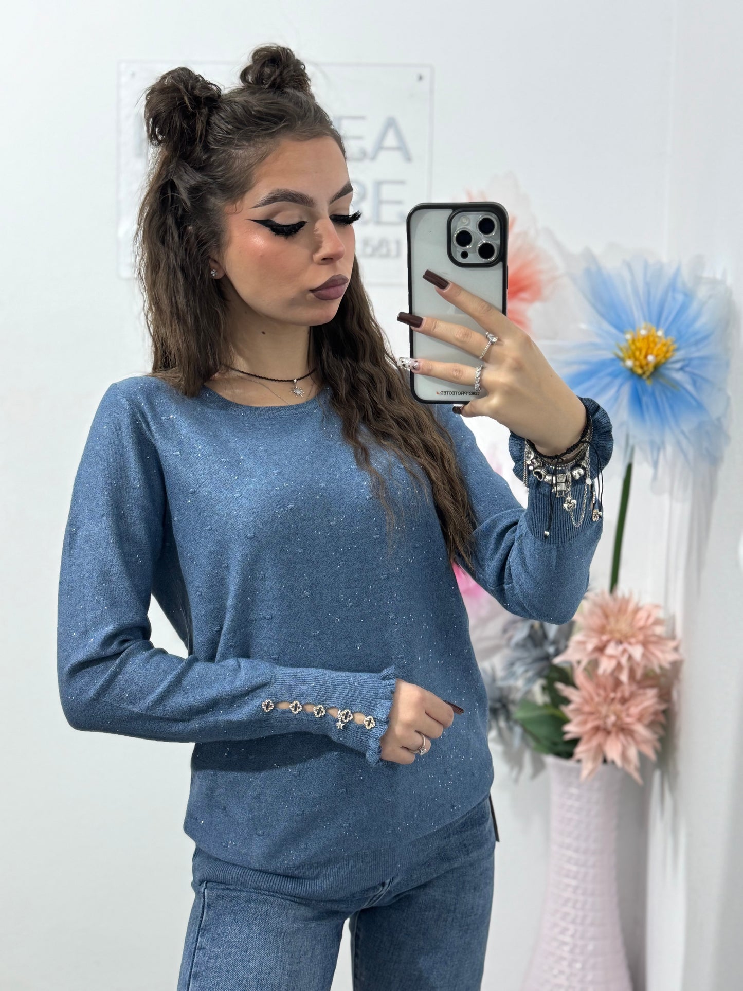 Bluză din tricot cu năsturei SORINA