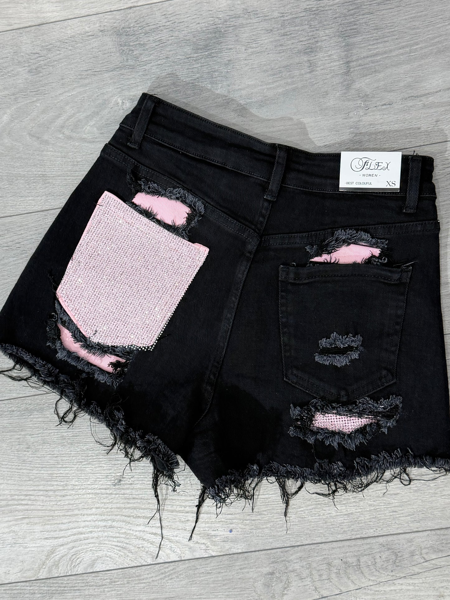 Pantaloni scurți din denim negru  PINK