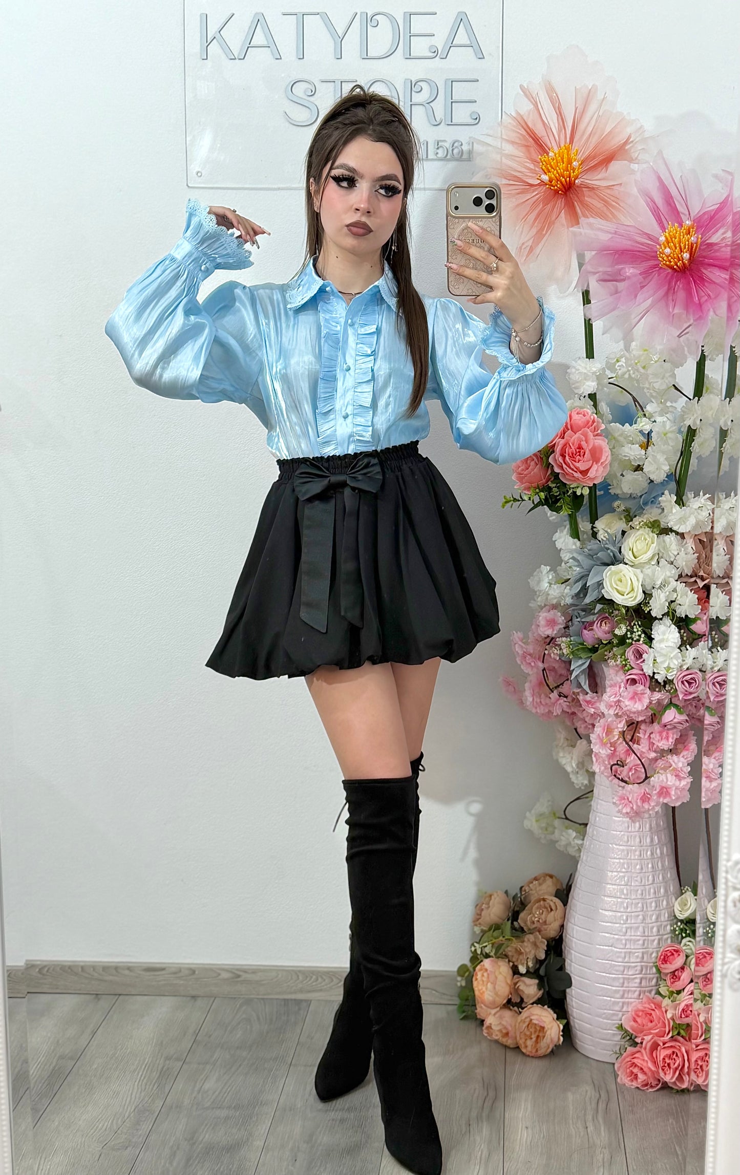 Cămașă satinata cu dantelă DELICE