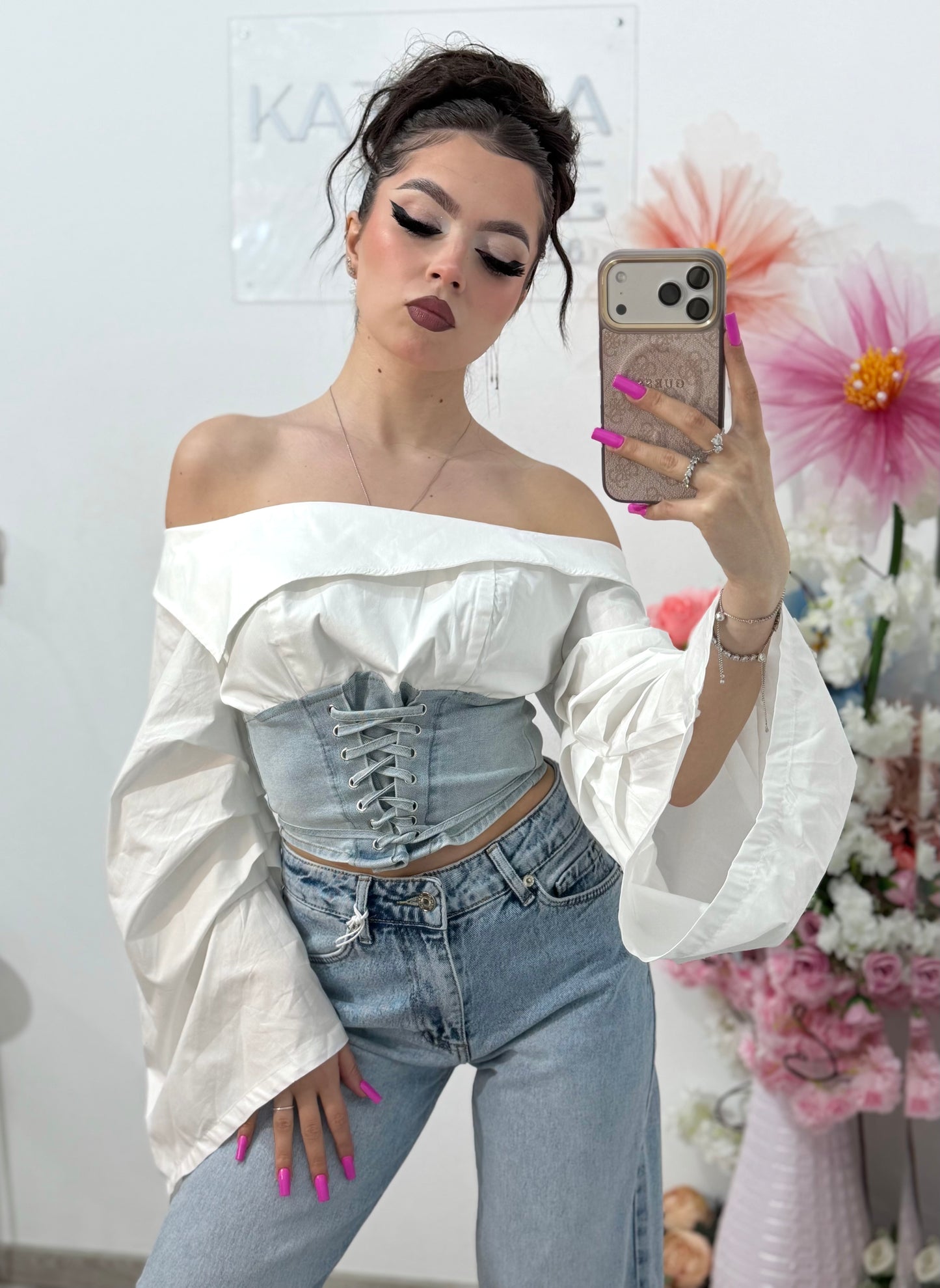 Top stil corset din denim ALICE