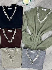 Bluză din tricot cu perle Sorina