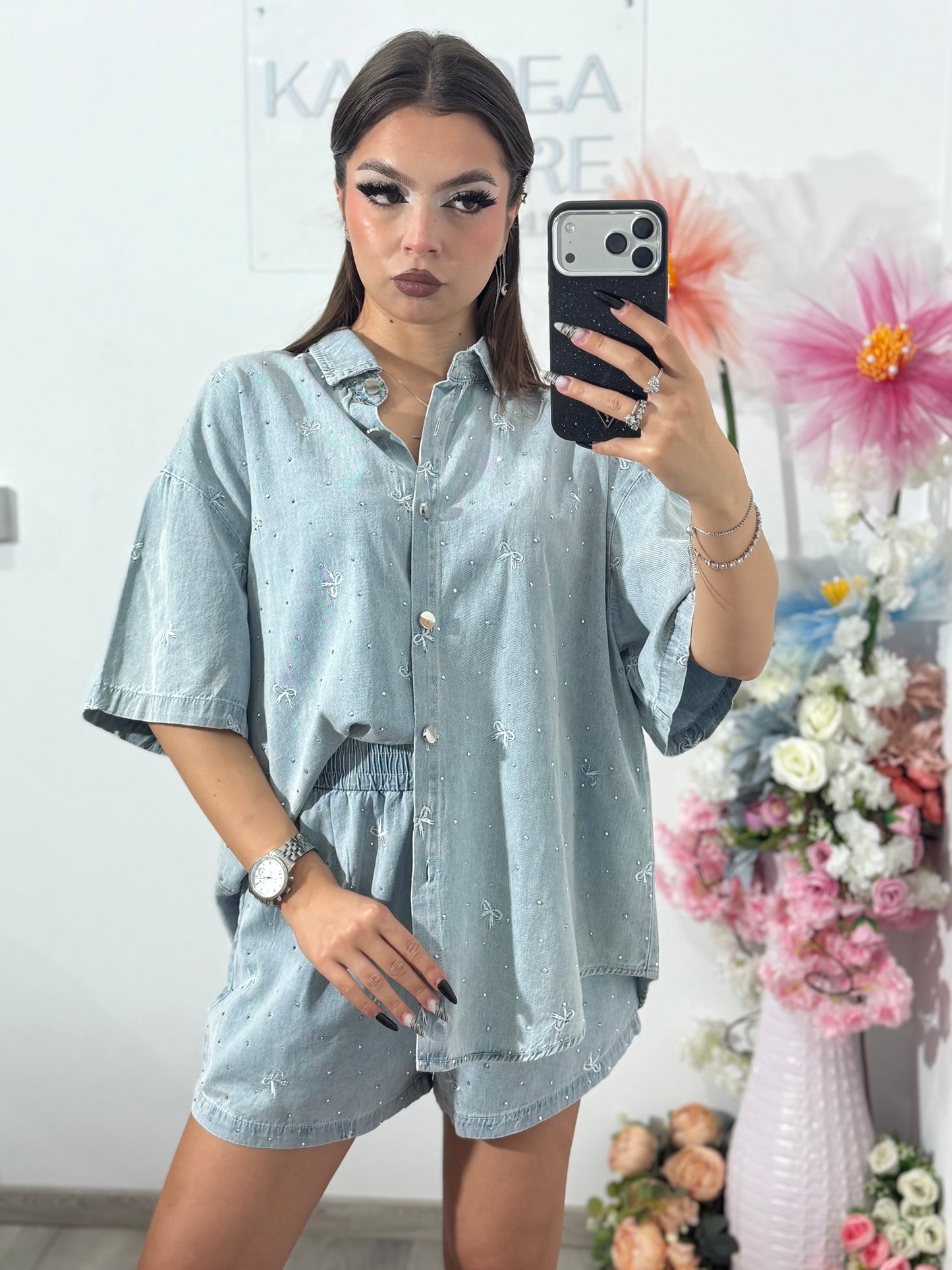 Compleu din denim albastru Claudia